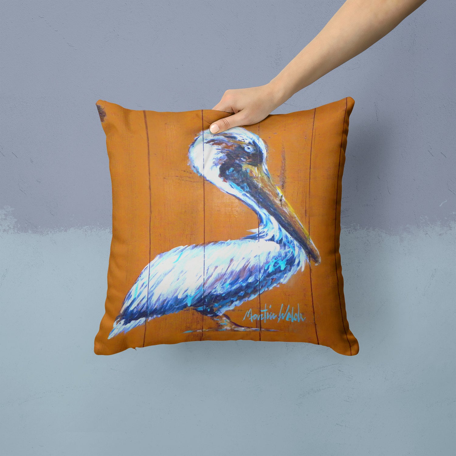 Pelican Hangin In Fabric Decorative Pillow MW1330PW1414 - the-store.com