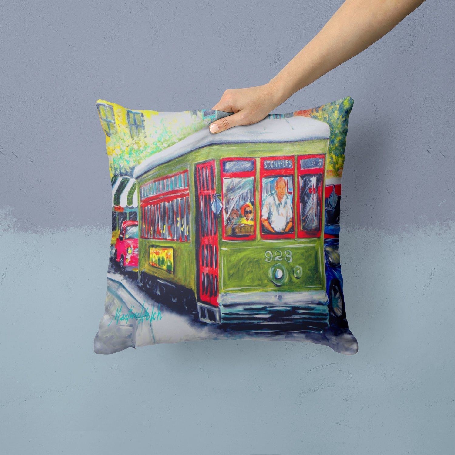 Streetcar Mid Summer Fabric Decorative Pillow MW1338PW1414 - the-store.com