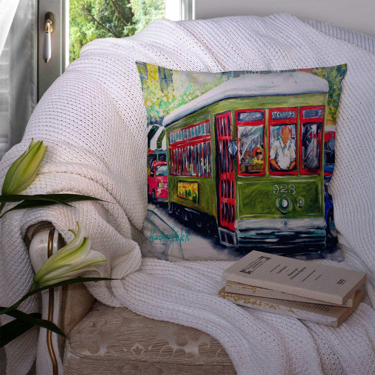Streetcar Mid Summer Fabric Decorative Pillow MW1338PW1414 - the-store.com