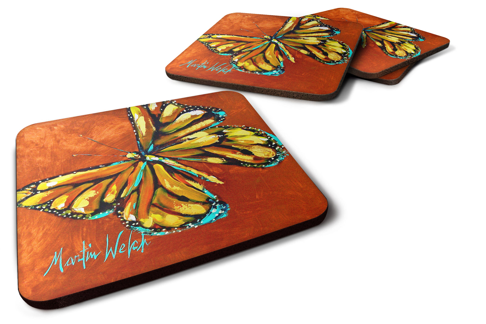 Monarch Butterfly Foam Coaster Set of 4 MW1339FC - the-store.com