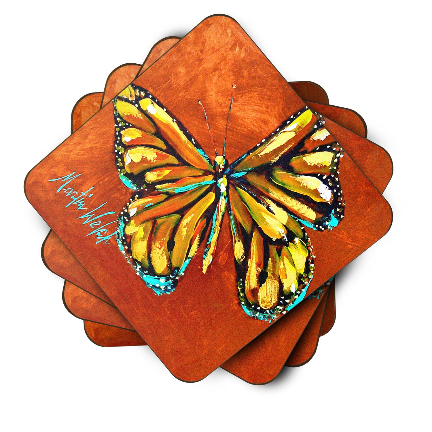 Monarch Butterfly Foam Coaster Set of 4 MW1339FC - the-store.com
