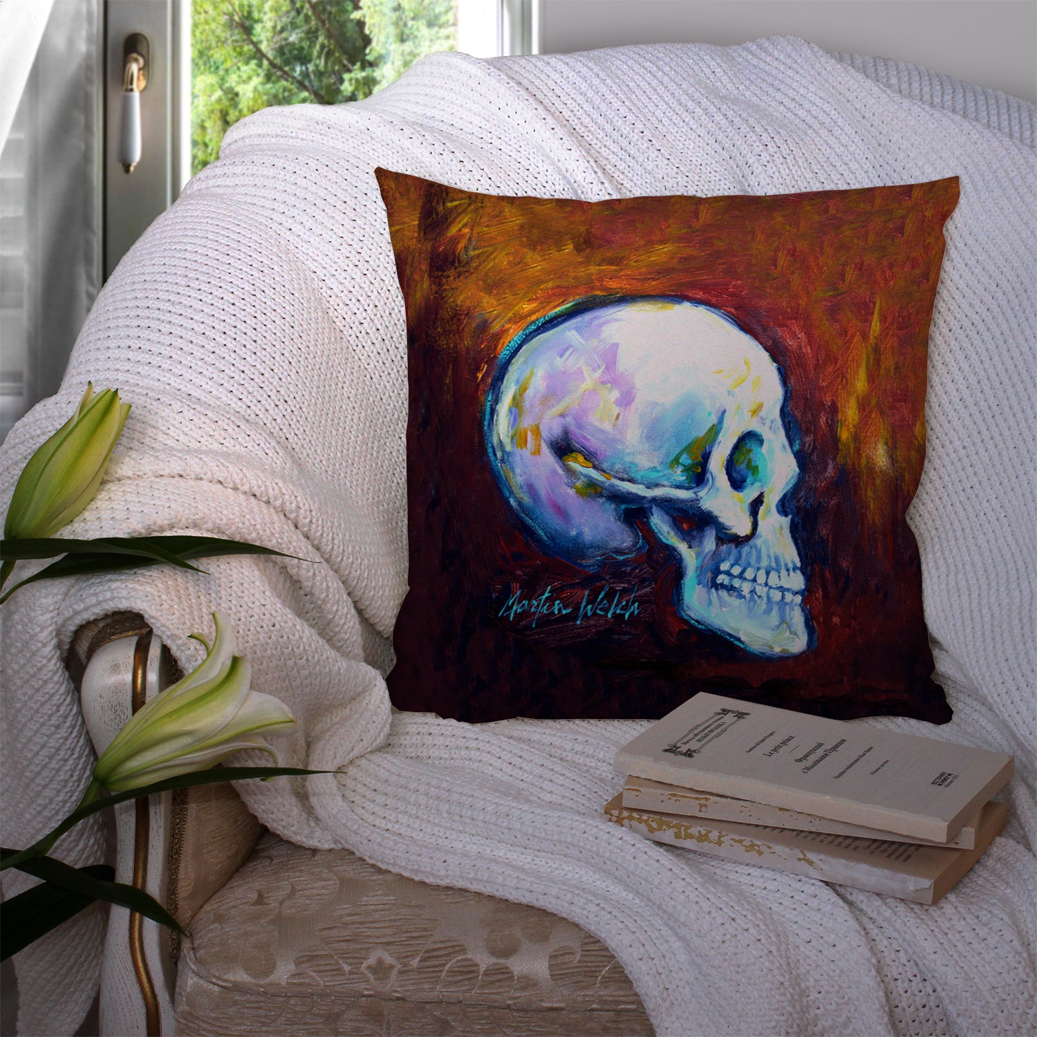 Skeleton My Best Side Fabric Decorative Pillow MW1341PW1414 - the-store.com