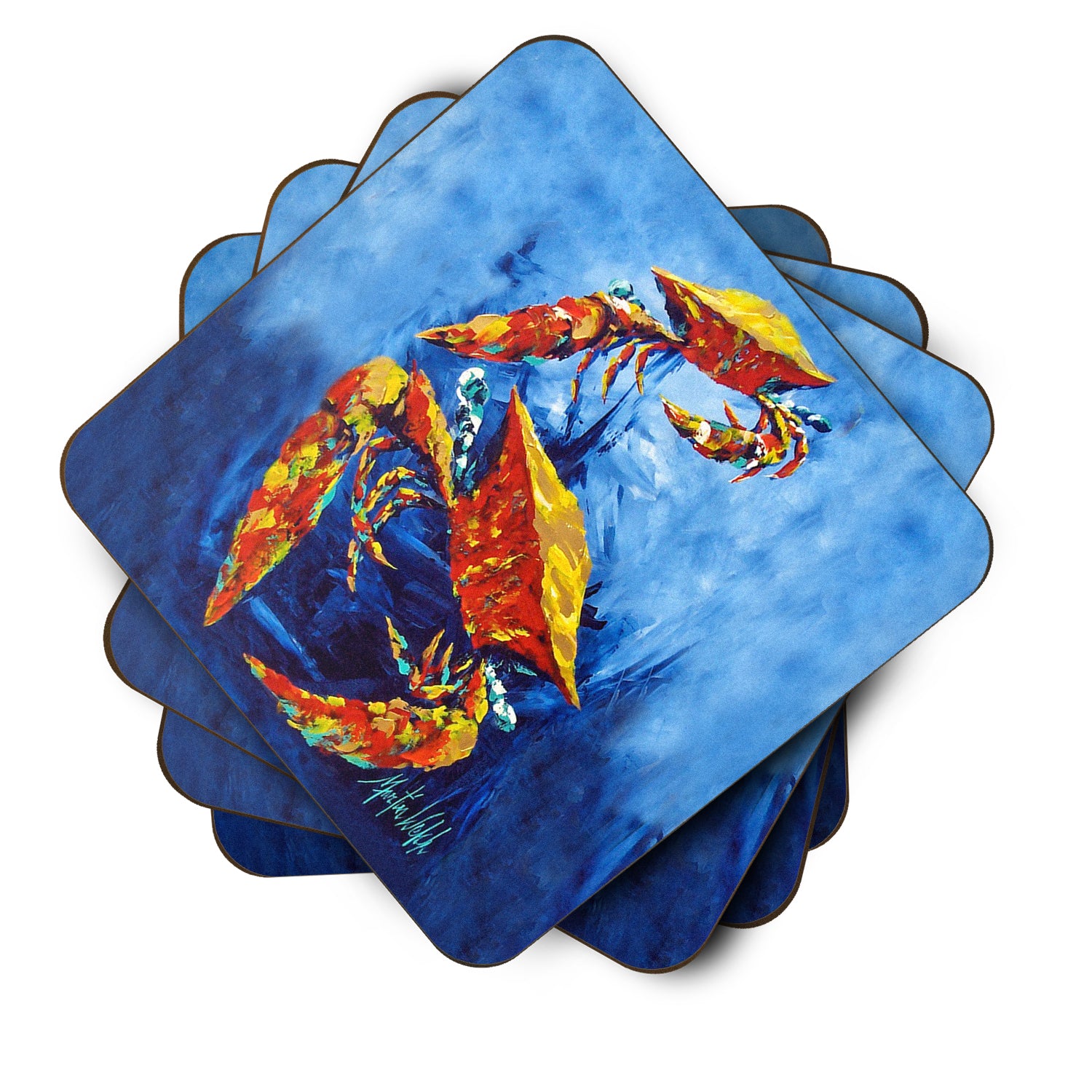 Crab Puddle O' Two Foam Coaster Set of 4 MW1345FC - the-store.com