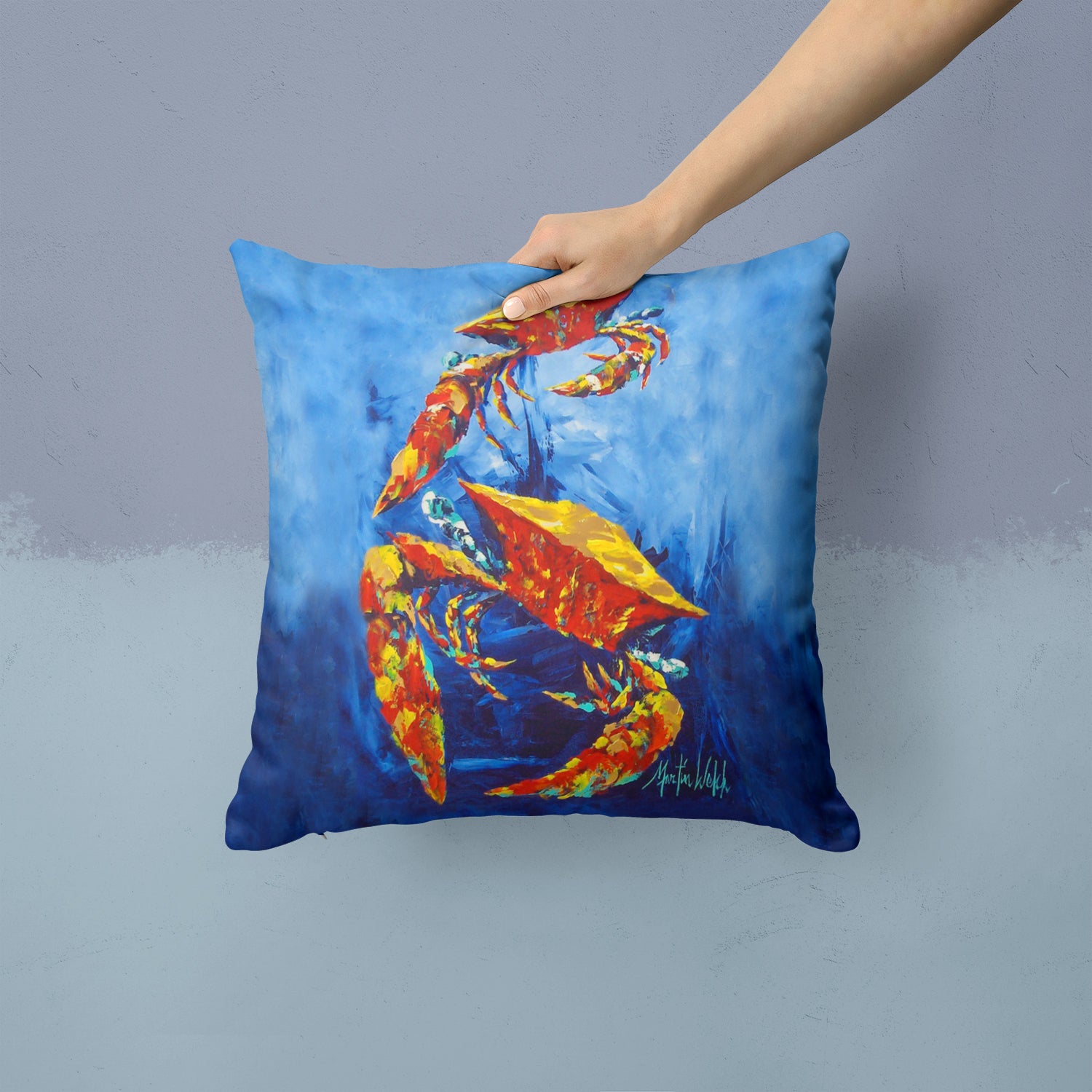 Crab Puddle O' Two Fabric Decorative Pillow MW1345PW1414 - the-store.com