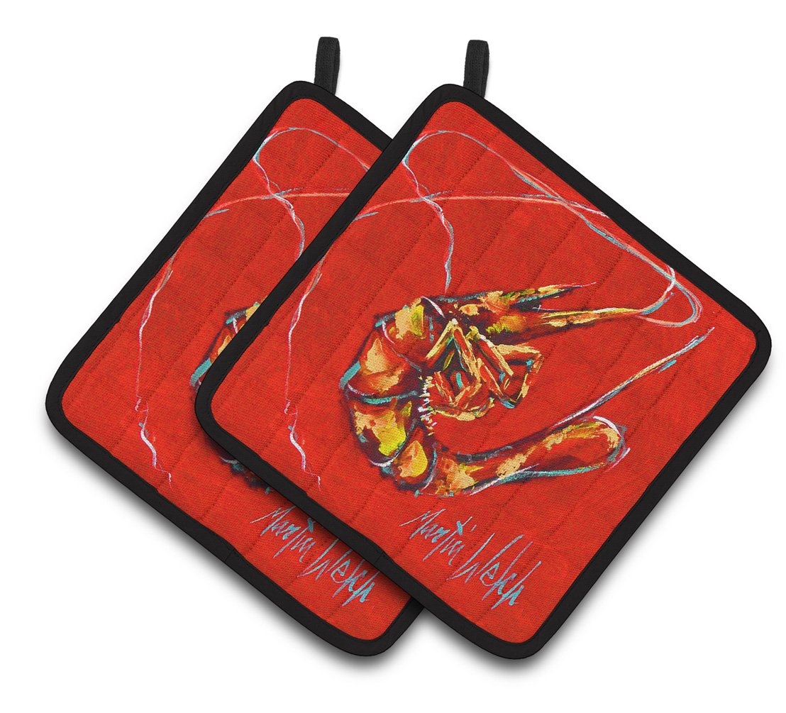 Red Shrimp Pair of Pot Holders MW1347PTHD by Caroline&#39;s Treasures