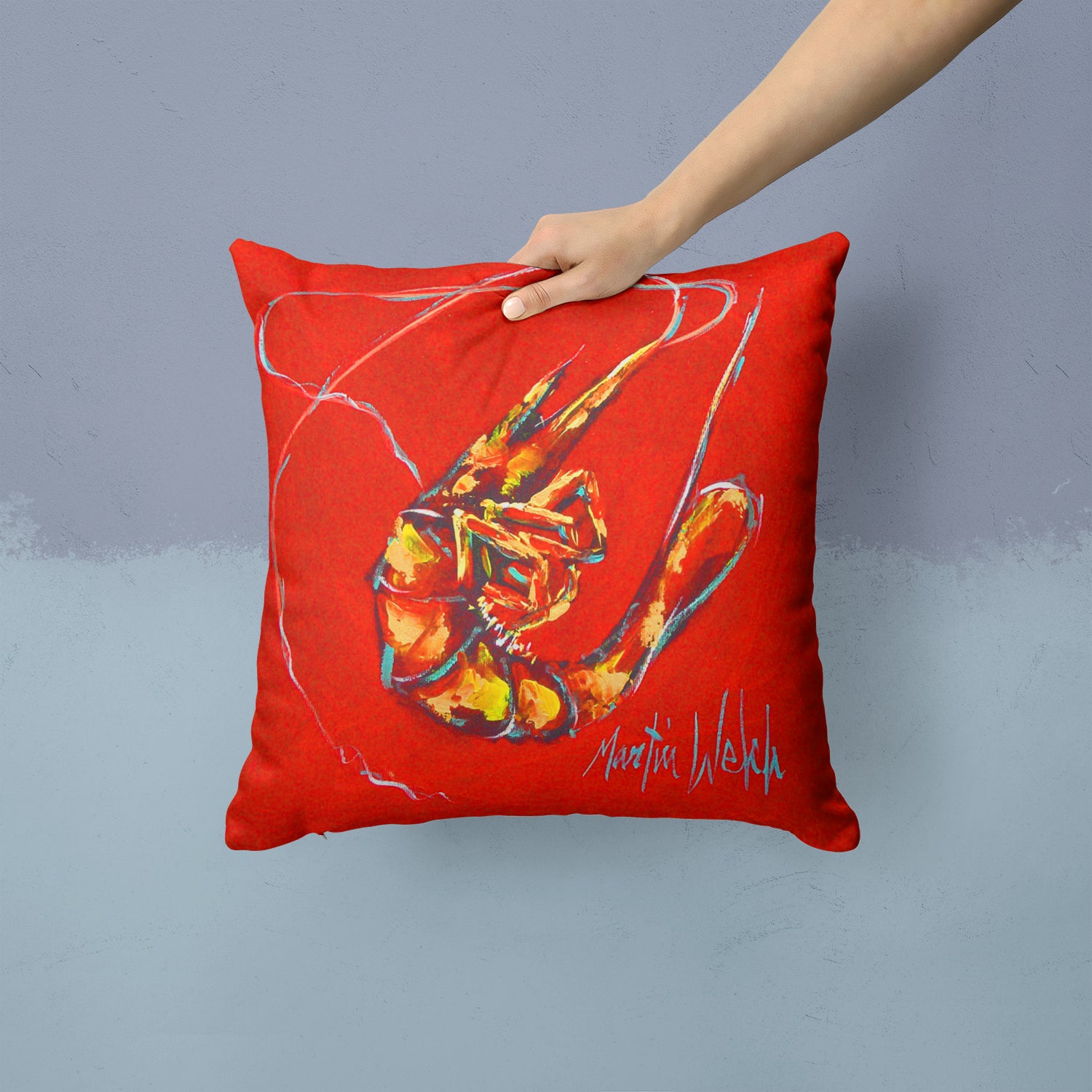 Red Shrimp Fabric Decorative Pillow MW1347PW1414 - the-store.com
