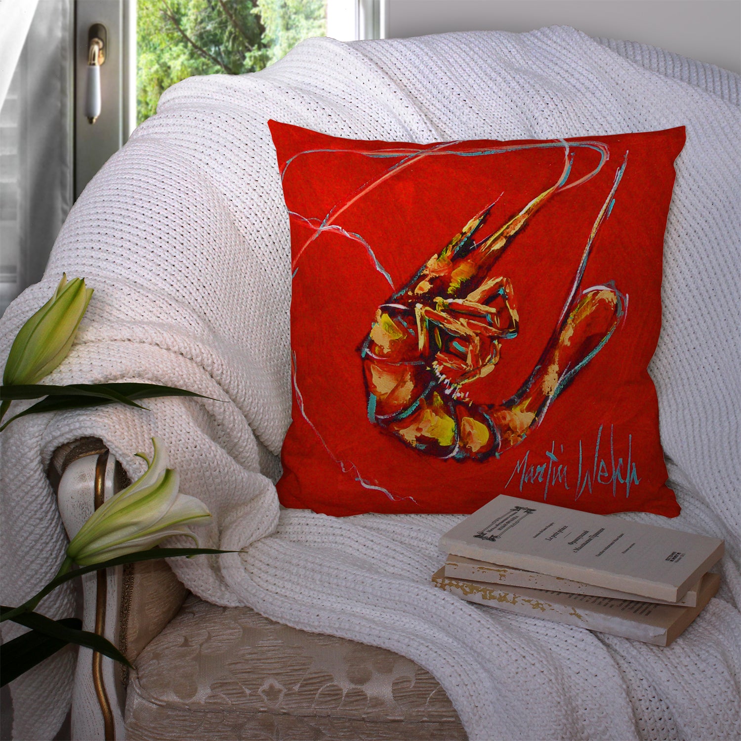 Red Shrimp Fabric Decorative Pillow MW1347PW1414 - the-store.com
