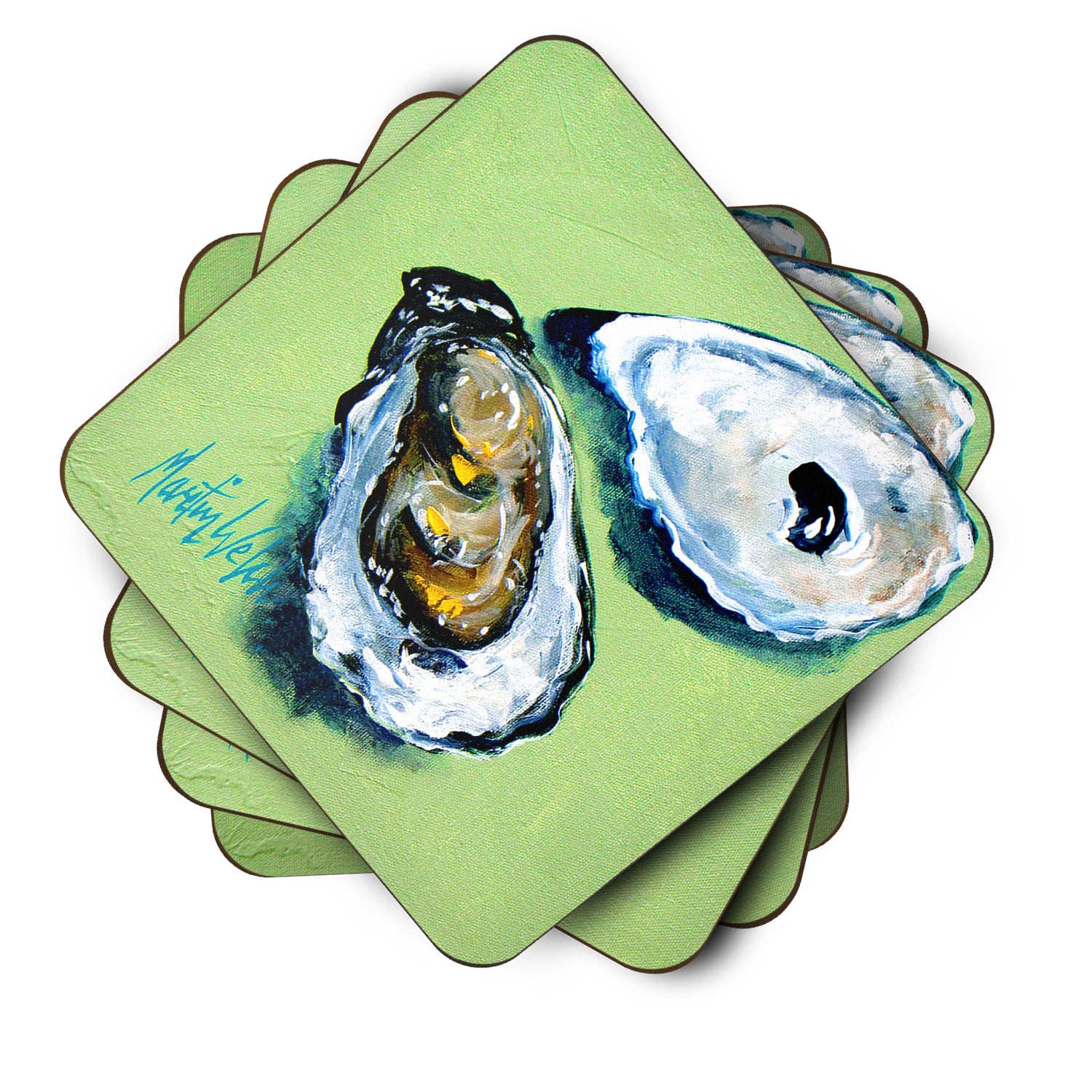 Two Shells Oyster Foam Coaster Set of 4 MW1361FC - the-store.com