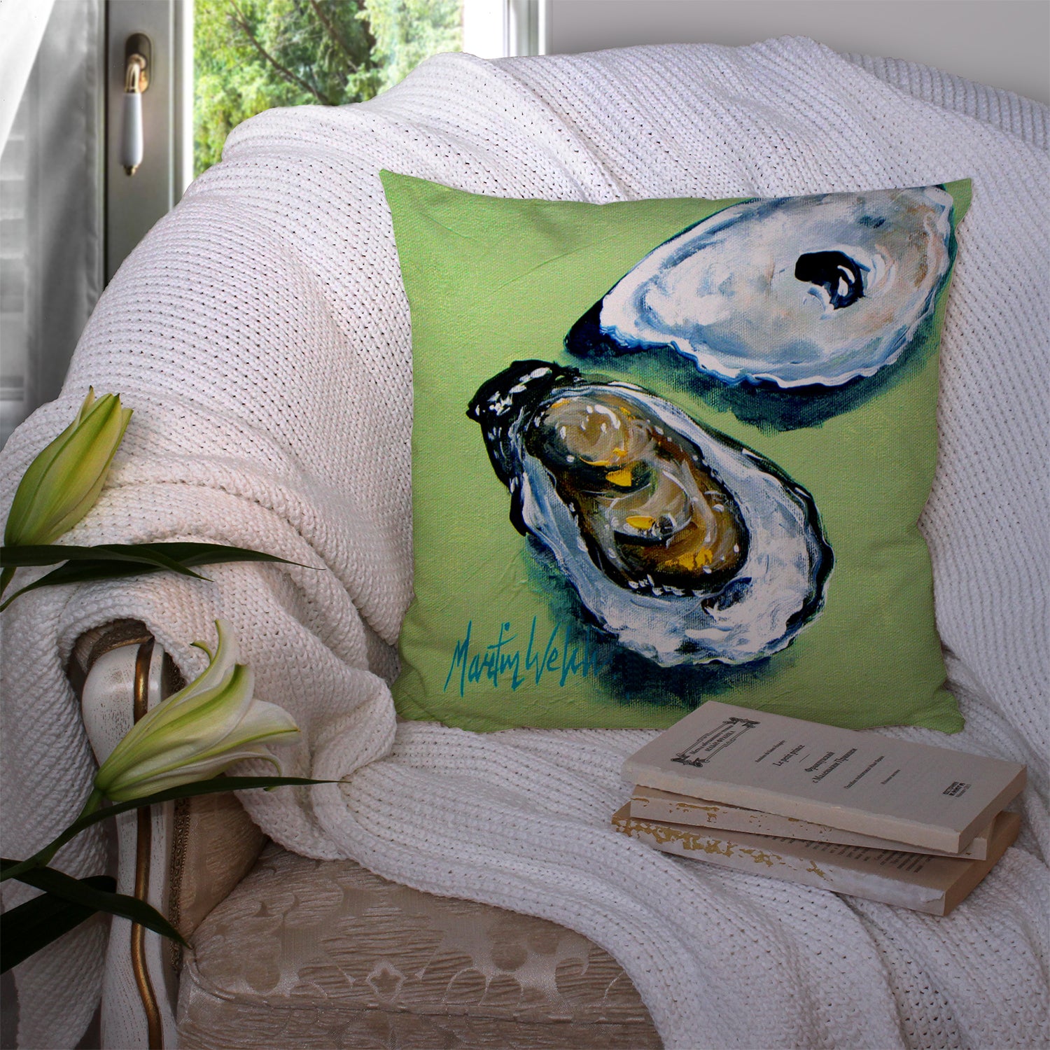 Two Shells Oyster Fabric Decorative Pillow MW1361PW1414 - the-store.com