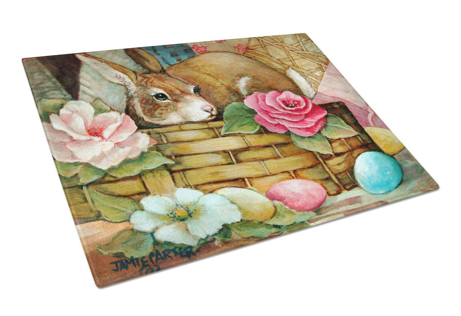A Touch of Color Rabbit Easter Glass Cutting Board Large PJC1063LCB by Caroline's Treasures