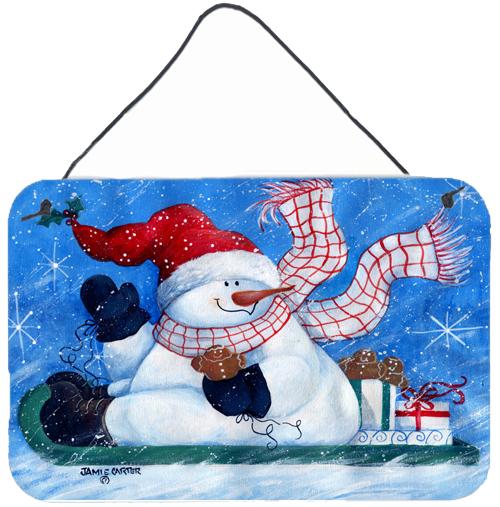 Come Ride With Me Snowman Wall or Door Hanging Prints PJC1078DS812 by Caroline's Treasures