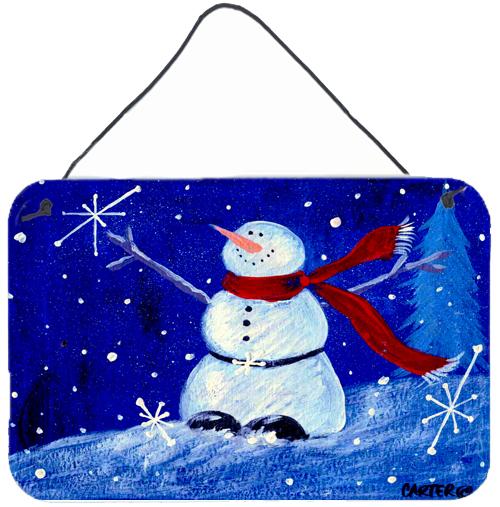 Happy Holidays Snowman Wall or Door Hanging Prints PJC1085DS812 by Caroline's Treasures