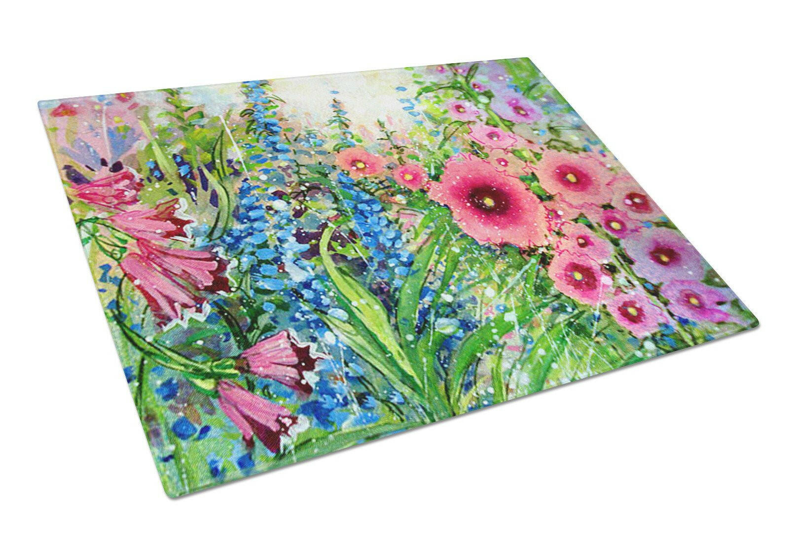Easter Garden Springtime Flowers Glass Cutting Board Large PJC1107LCB by Caroline's Treasures