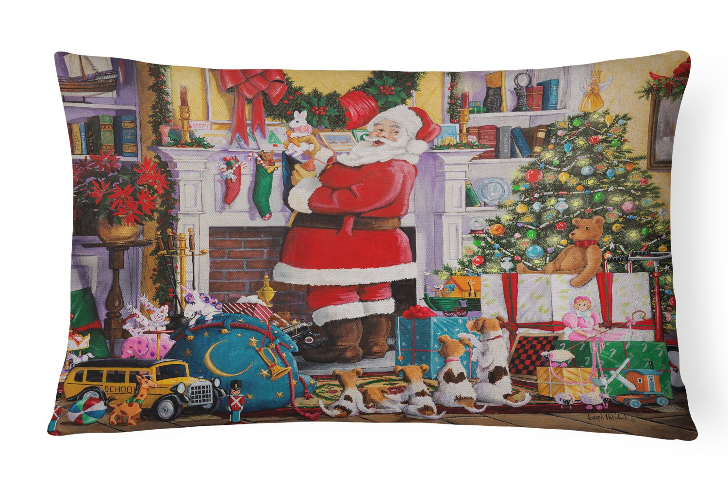 Santa Claus Placing the Presents Canvas Fabric Decorative Pillow PJH3003PW1216 by Caroline's Treasures