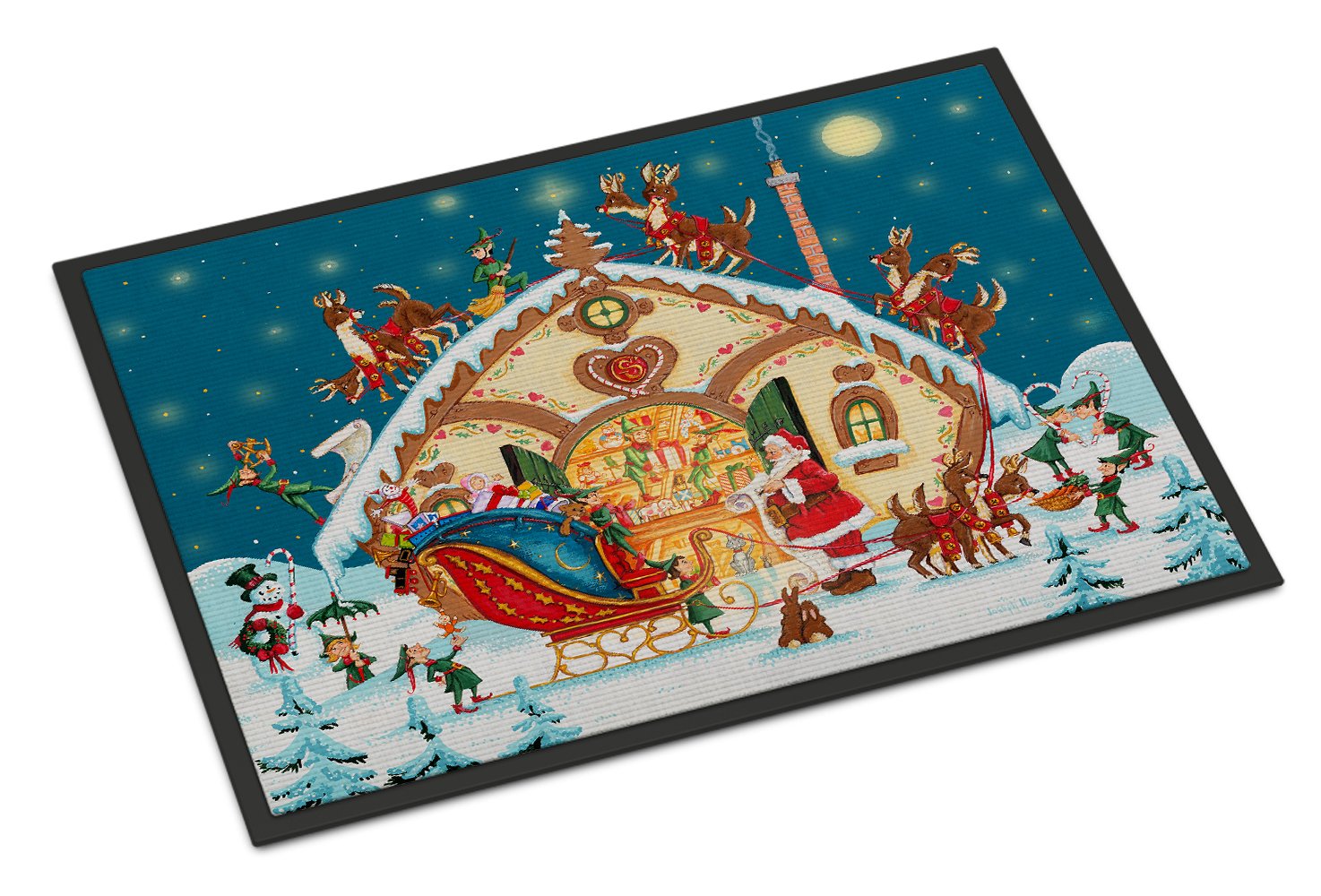 Santa Claus Loading the Sleigh Indoor or Outdoor Mat 24x36 PJH3004JMAT by Caroline's Treasures