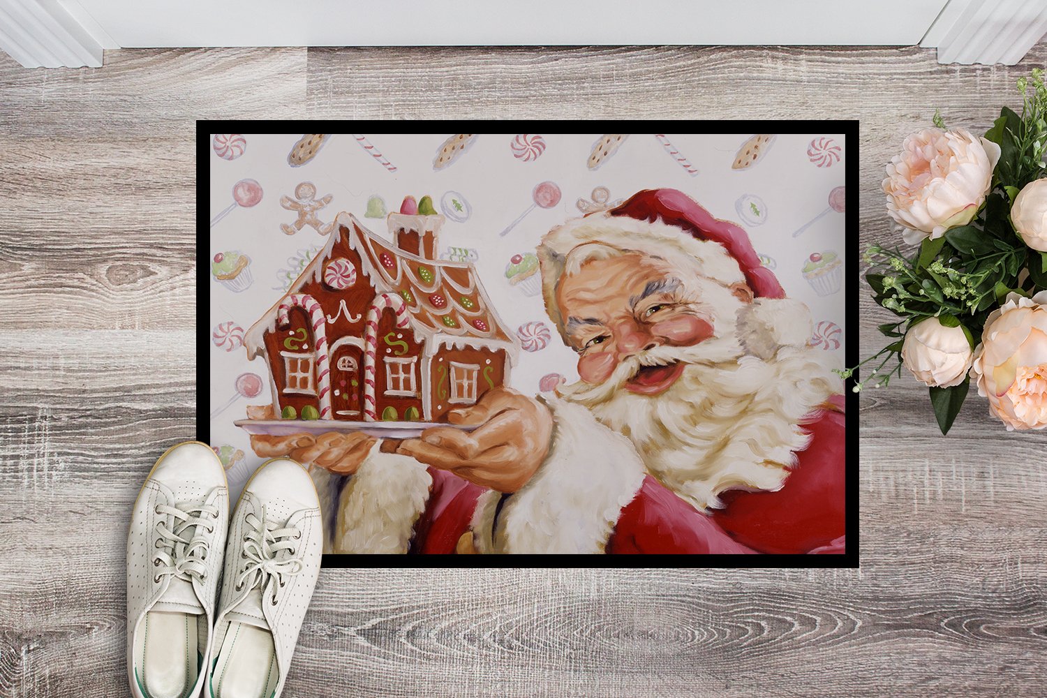 Santa Claus A Home for the Holidays Indoor or Outdoor Mat 24x36 PJH3006JMAT by Caroline's Treasures