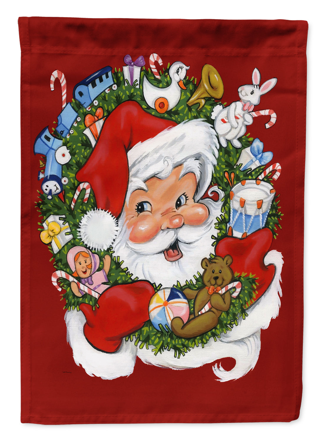 Santa Claus Wreath of Cheer Flag Garden Size PJH3022GF