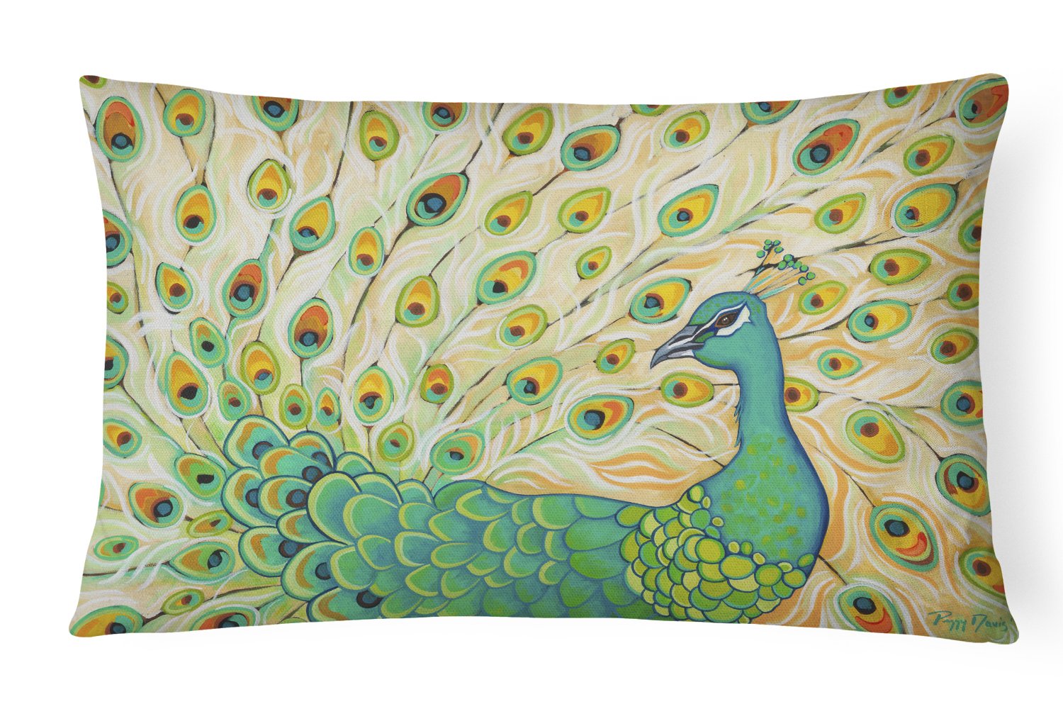 Pretty Pretty Peacock Canvas Fabric Decorative Pillow PPD3021PW1216 by Caroline's Treasures