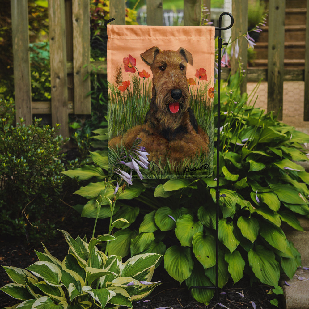 Airedale Terrier Poppies Flag Garden Size PPP3003GF