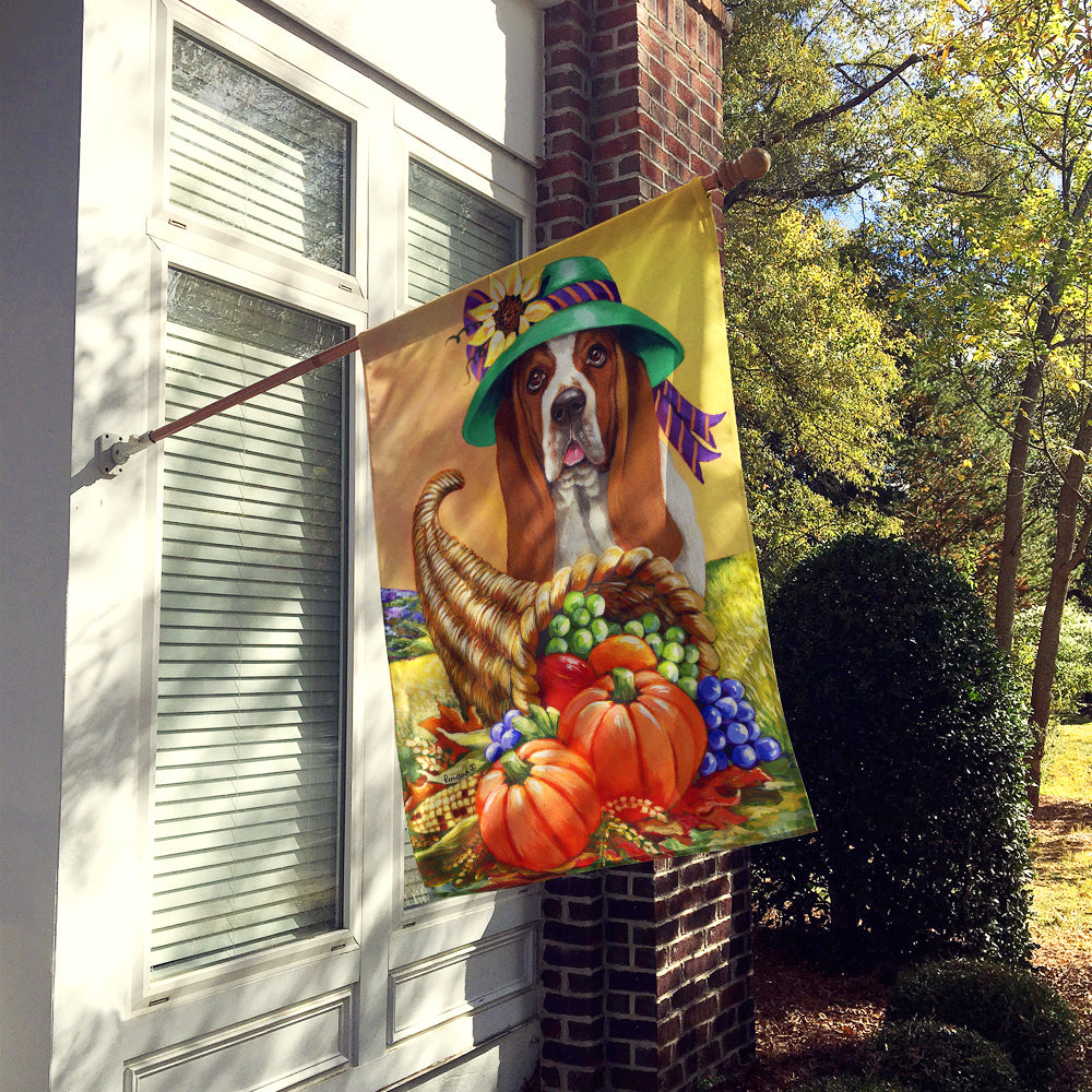 Basset Hound Autumn Flag Canvas House Size PPP3010CHF
