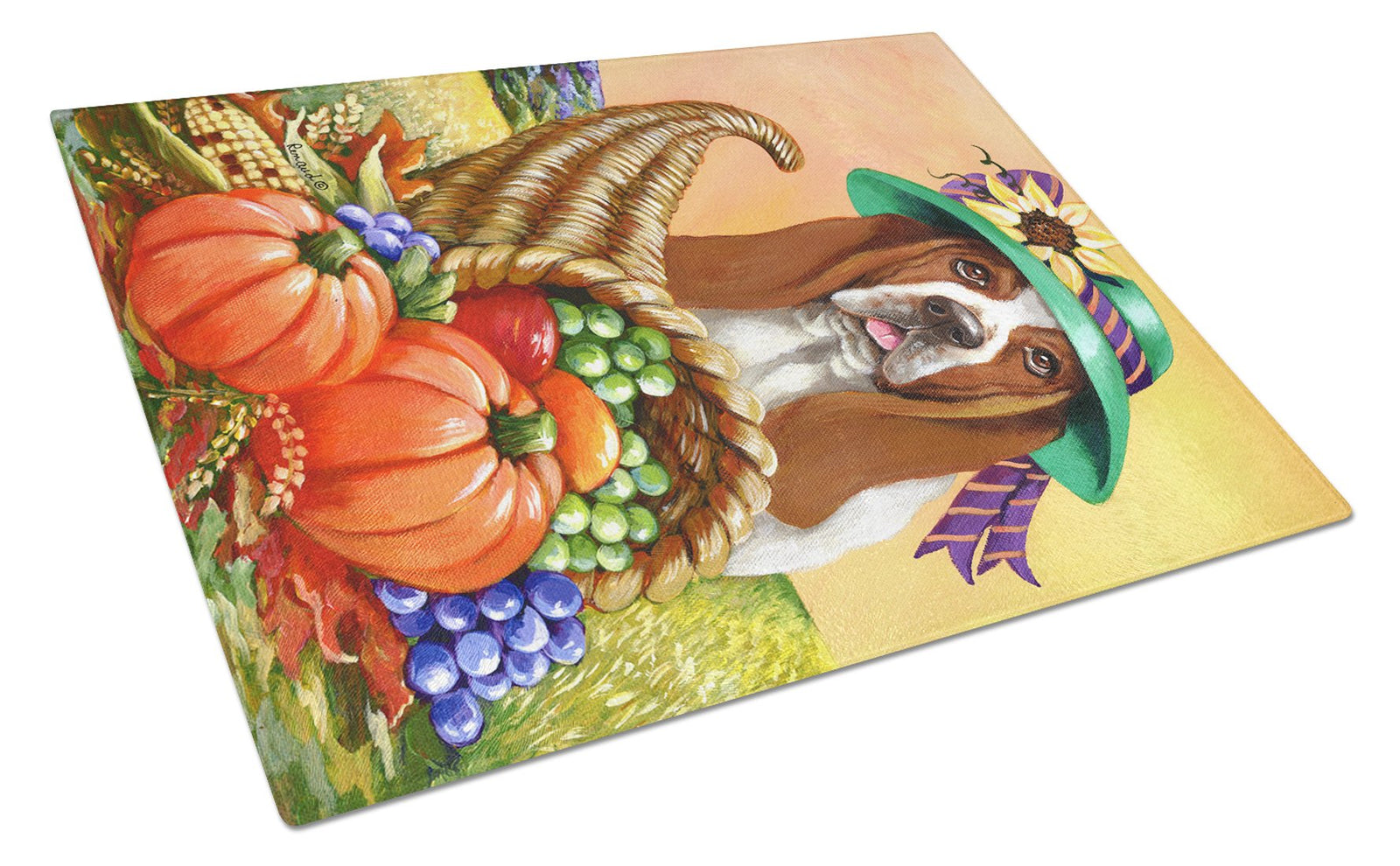 Basset Hound Autumn Glass Cutting Board Large PPP3010LCB by Caroline's Treasures