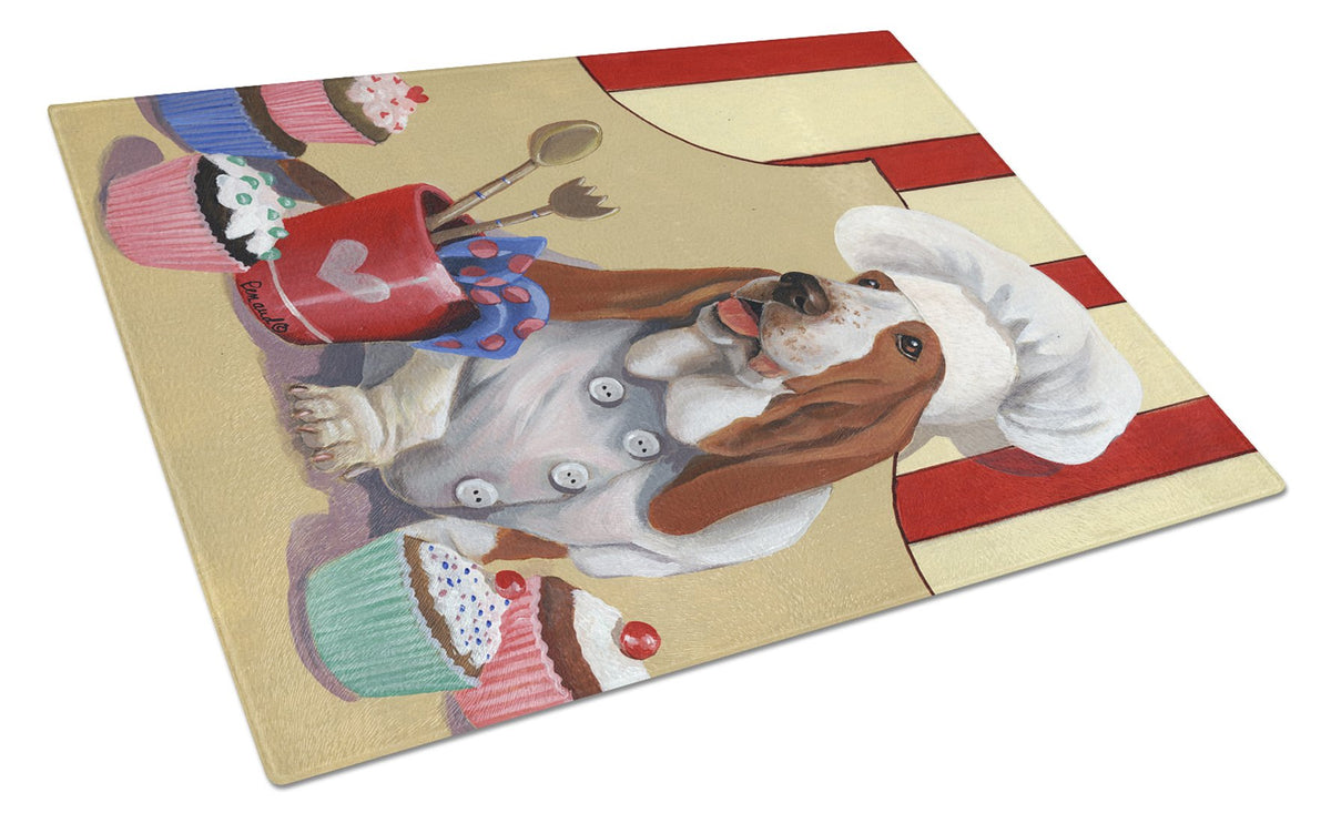 Basset Hound Cupcake Hound Glass Cutting Board Large PPP3011LCB by Caroline&#39;s Treasures