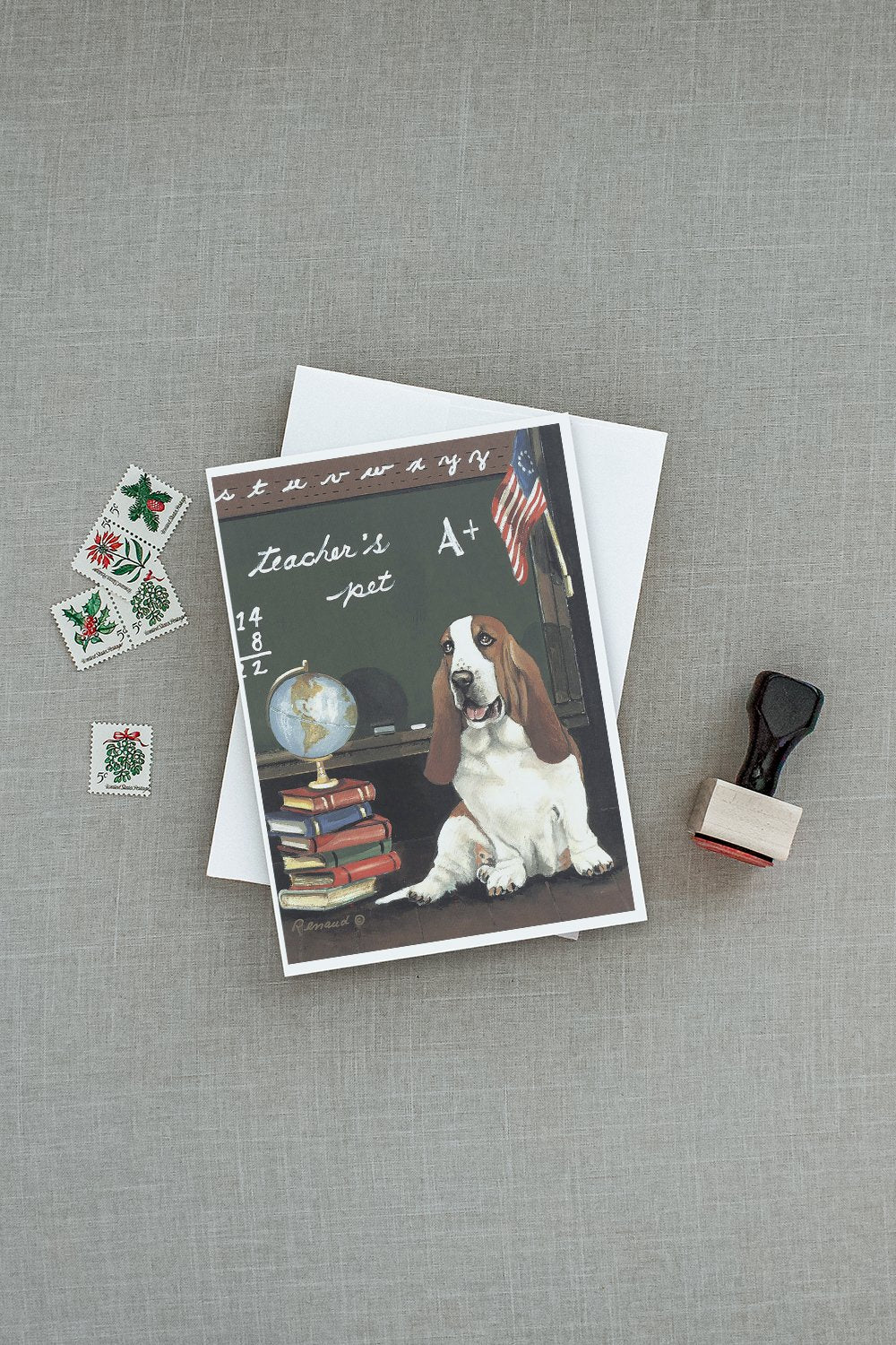 Basset Hound Teacher's Pet Greeting Cards and Envelopes Pack of 8 - the-store.com