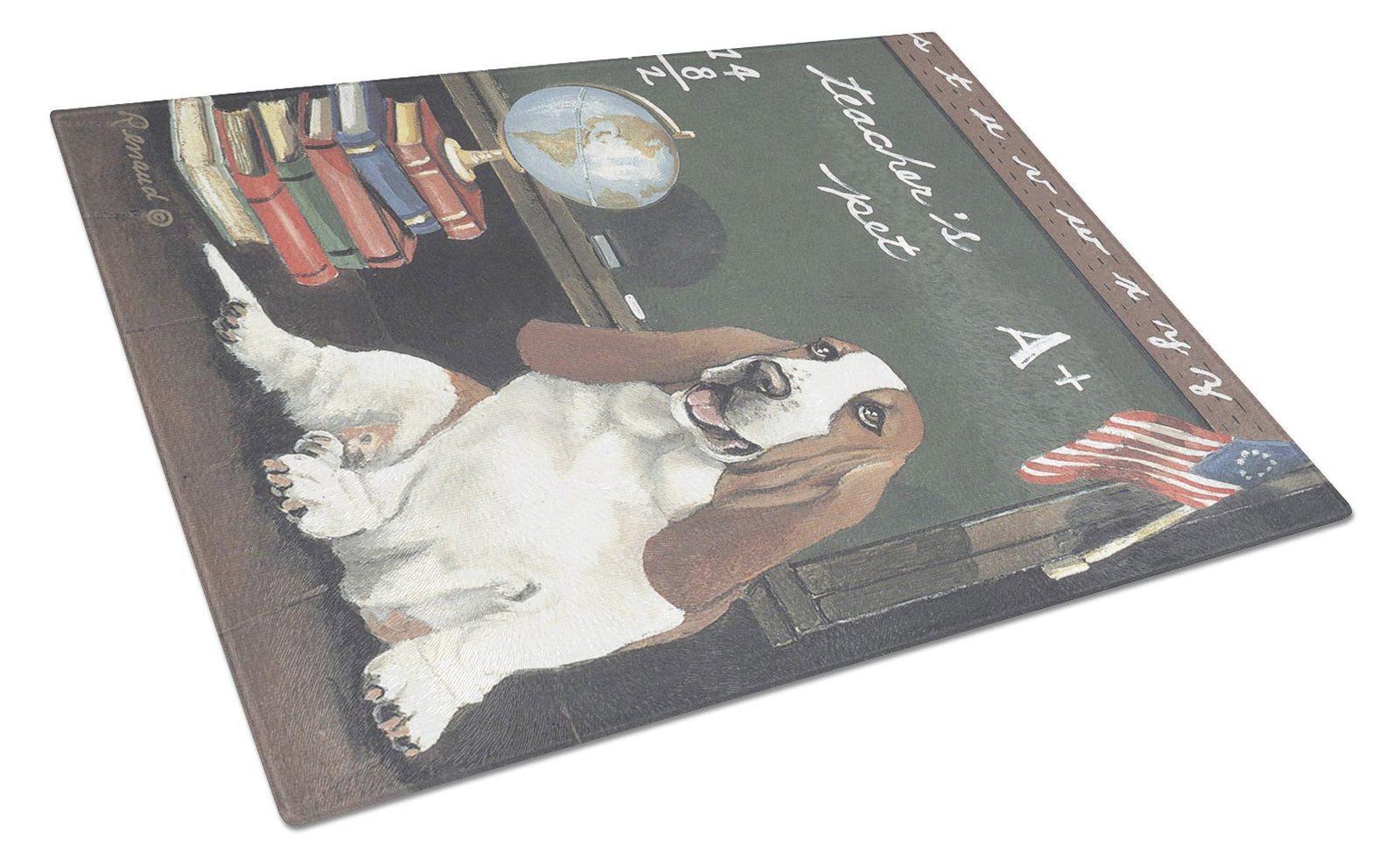 Basset Hound Teacher's Pet Glass Cutting Board Large PPP3013LCB by Caroline's Treasures