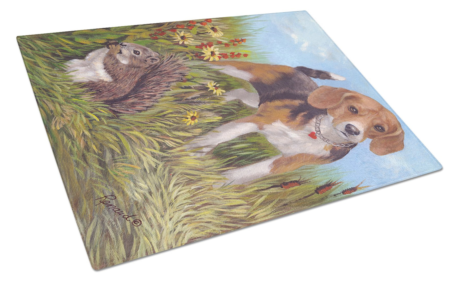 Beagle Hunter Hunted Glass Cutting Board Large PPP3016LCB by Caroline's Treasures