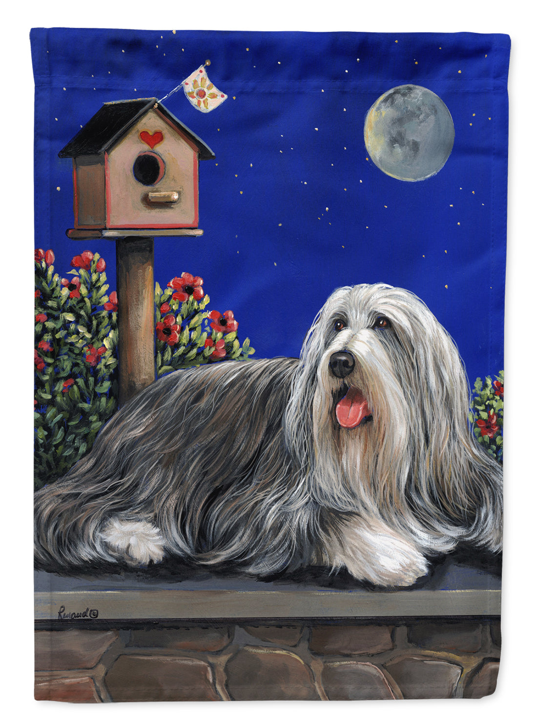 Bearded Collie Moon shine Flag Canvas House Size PPP3018CHF