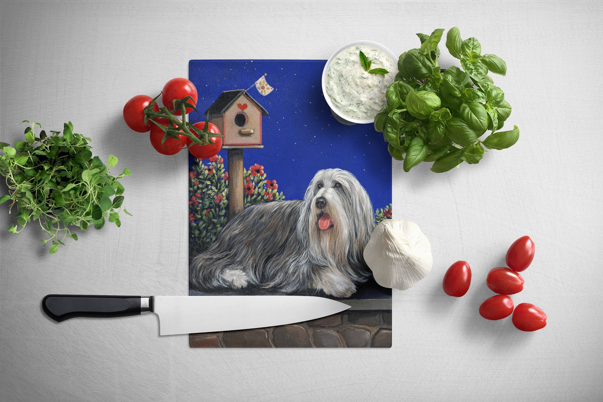 Bearded Collie Moon shine Glass Cutting Board Large PPP3018LCB by Caroline's Treasures