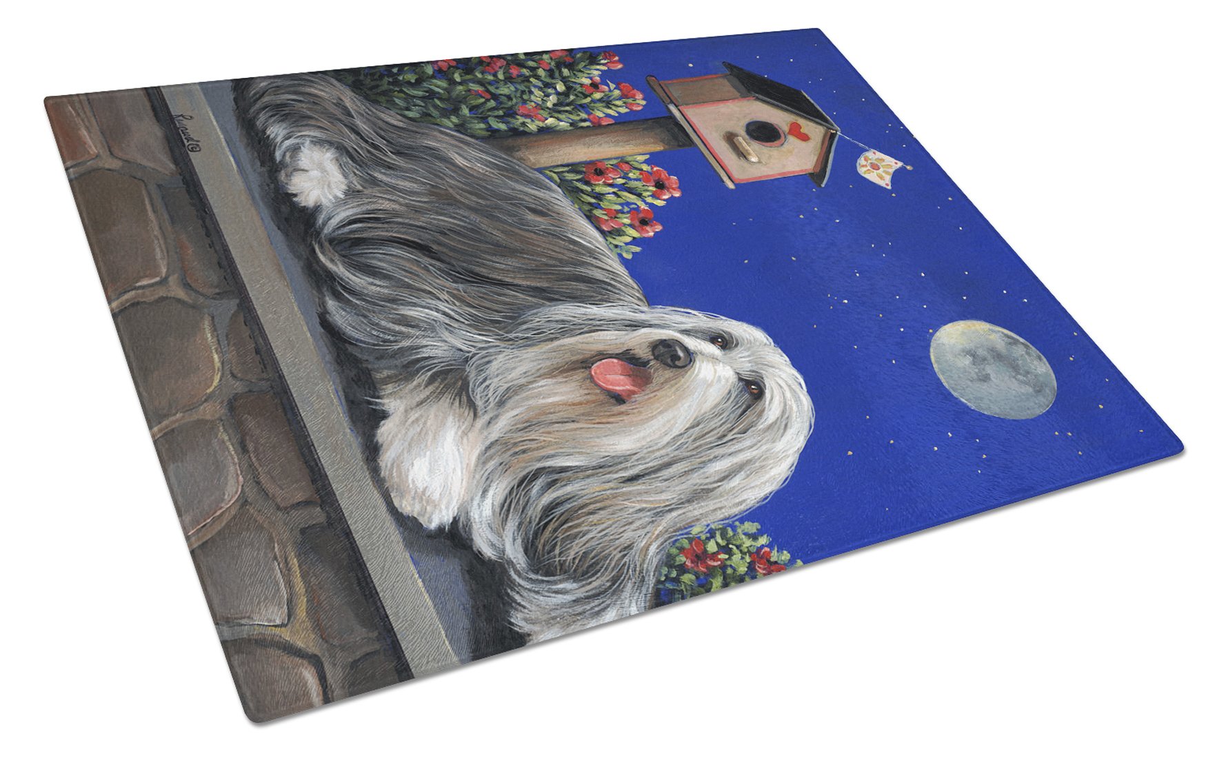 Bearded Collie Moon shine Glass Cutting Board Large PPP3018LCB by Caroline's Treasures
