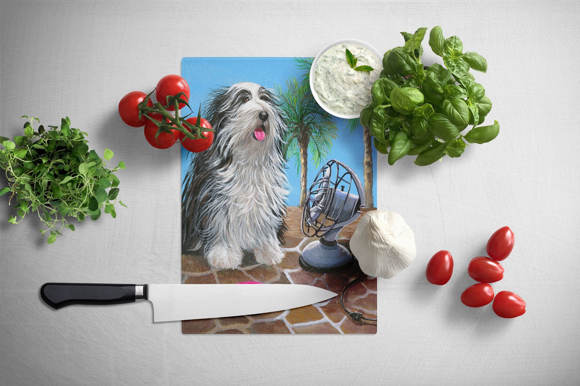 Bearded Collie Cool Summer Glass Cutting Board Large PPP3019LCB by Caroline's Treasures
