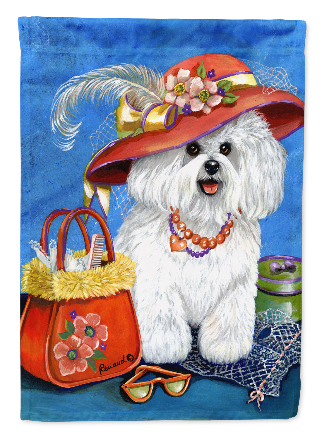 Bichon Frise Mademoiselle Flag Canvas House Size PPP3023CHF