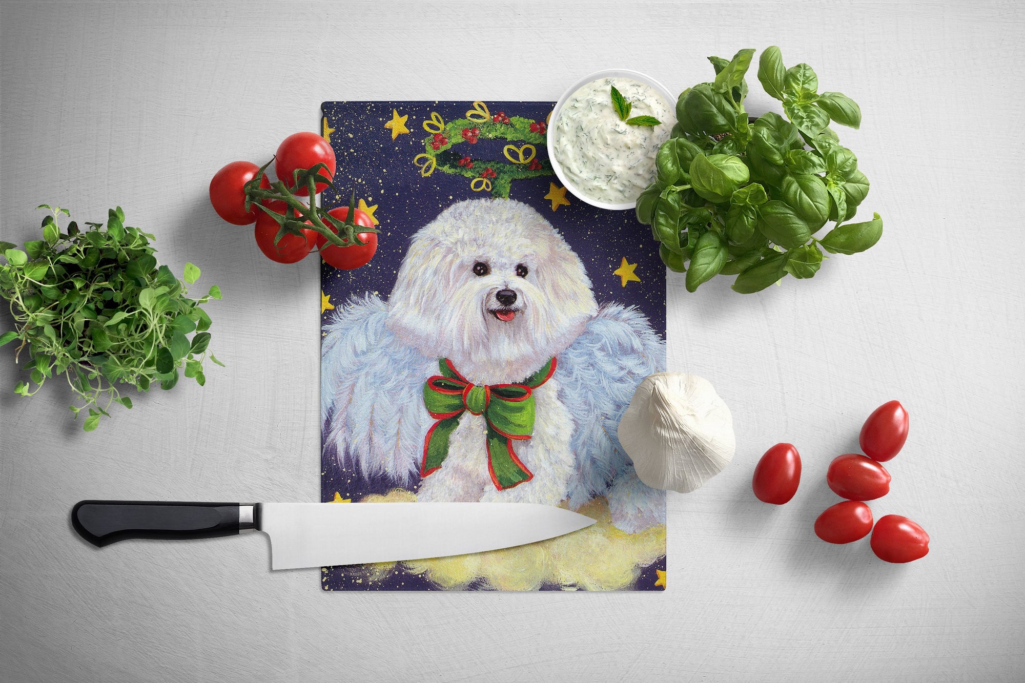 Bichon Frise Christmas Angel Glass Cutting Board Large PPP3027LCB by Caroline's Treasures