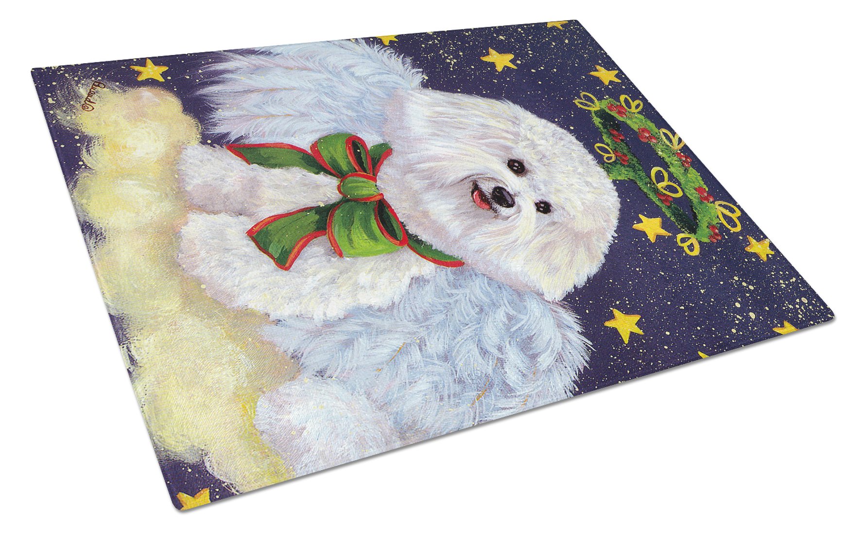 Bichon Frise Christmas Angel Glass Cutting Board Large PPP3027LCB by Caroline's Treasures