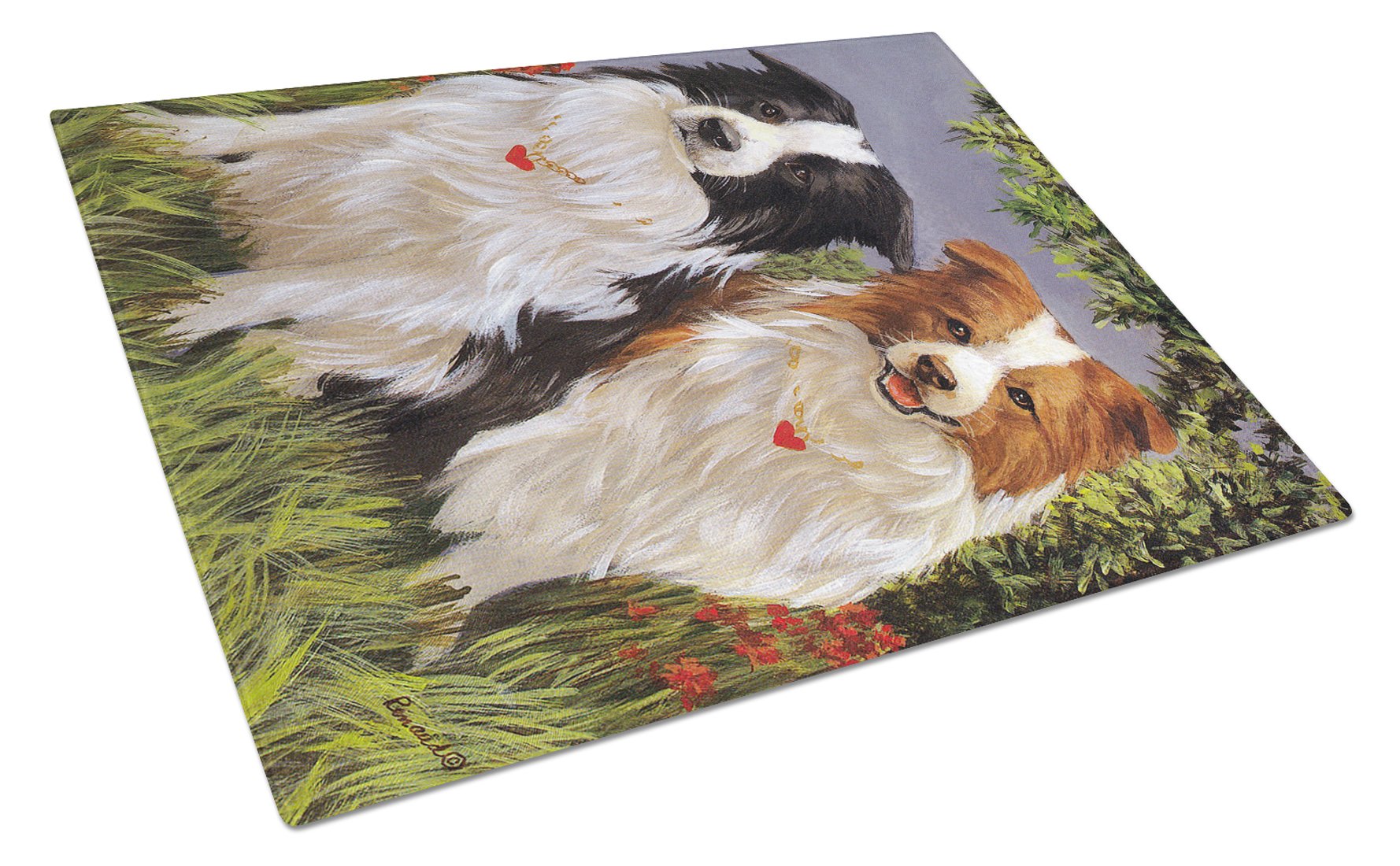 Border Collie Patrol Glass Cutting Board Large PPP3029LCB by Caroline's Treasures