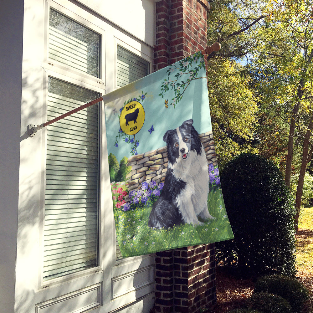 Border Collie Crossing Flag Canvas House Size PPP3030CHF