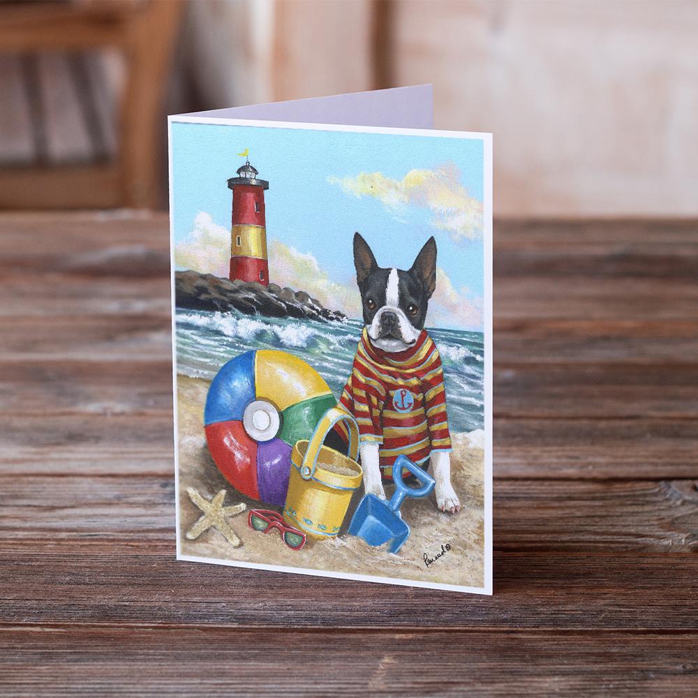 Buy this Boston Terrier Beach Baby Greeting Cards and Envelopes Pack of 8