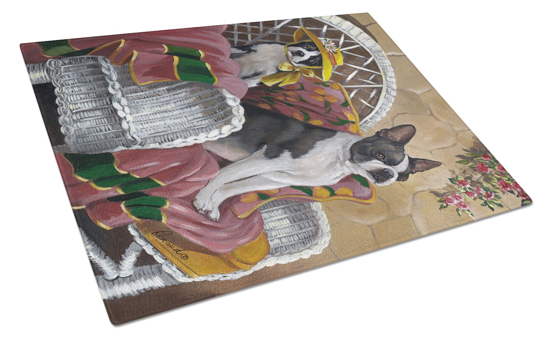 Boston Terrier Patio Gems Glass Cutting Board Large PPP3036LCB by Caroline's Treasures