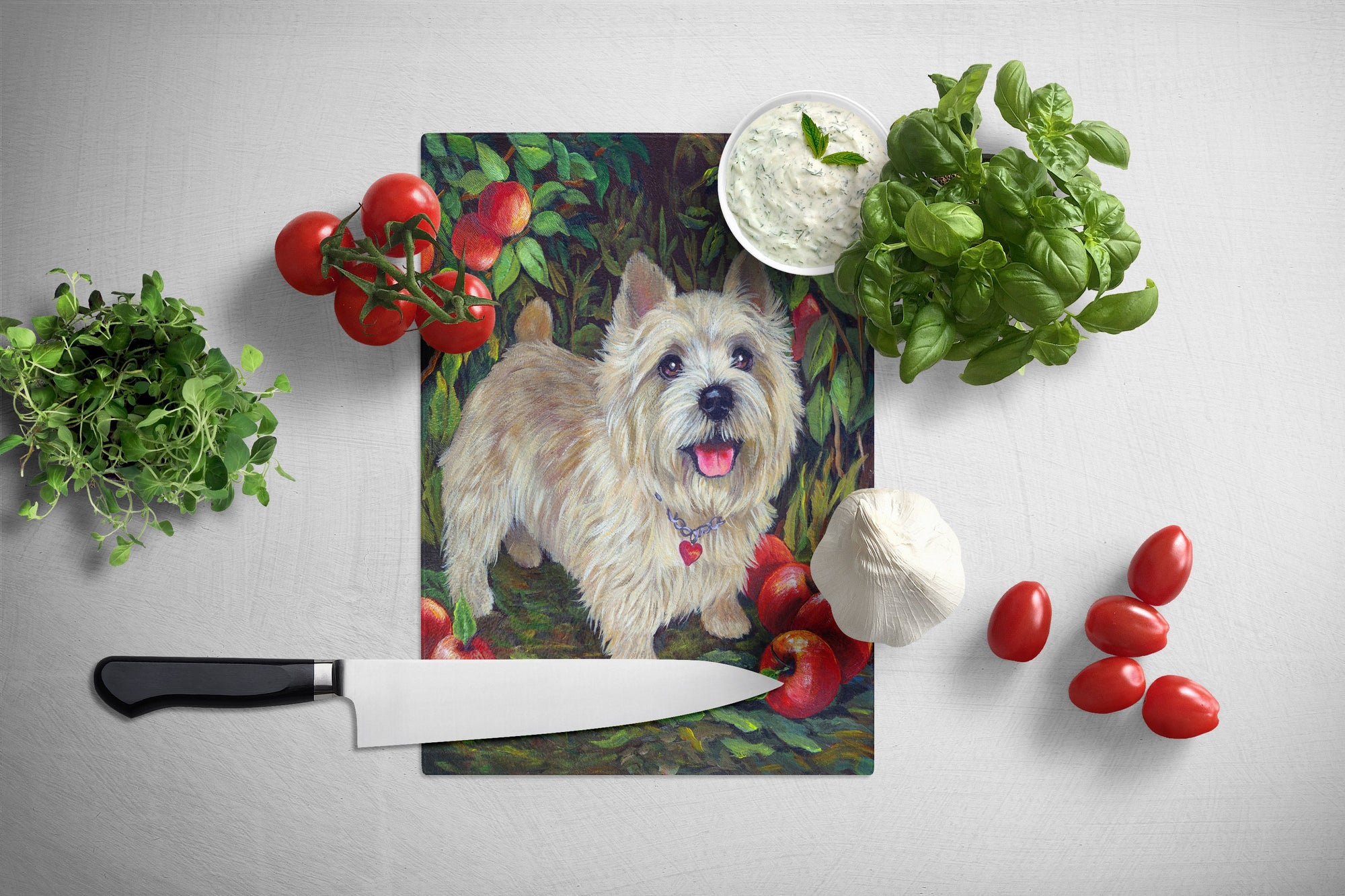 Cairn Terrier Apples Glass Cutting Board Large PPP3042LCB by Caroline's Treasures