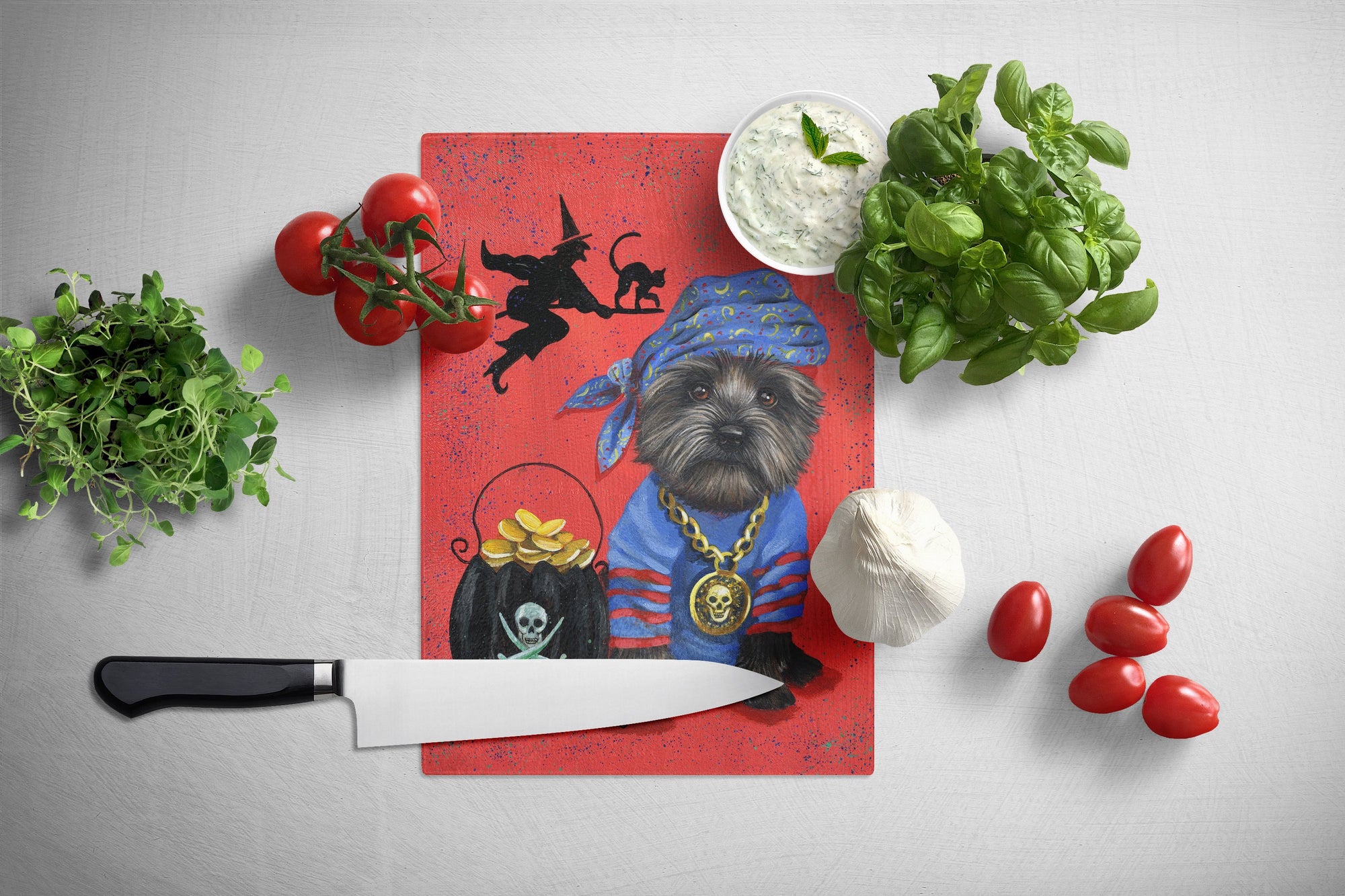 Cairn Terrier Black Pirate Halloween Glass Cutting Board Large PPP3044LCB by Caroline's Treasures