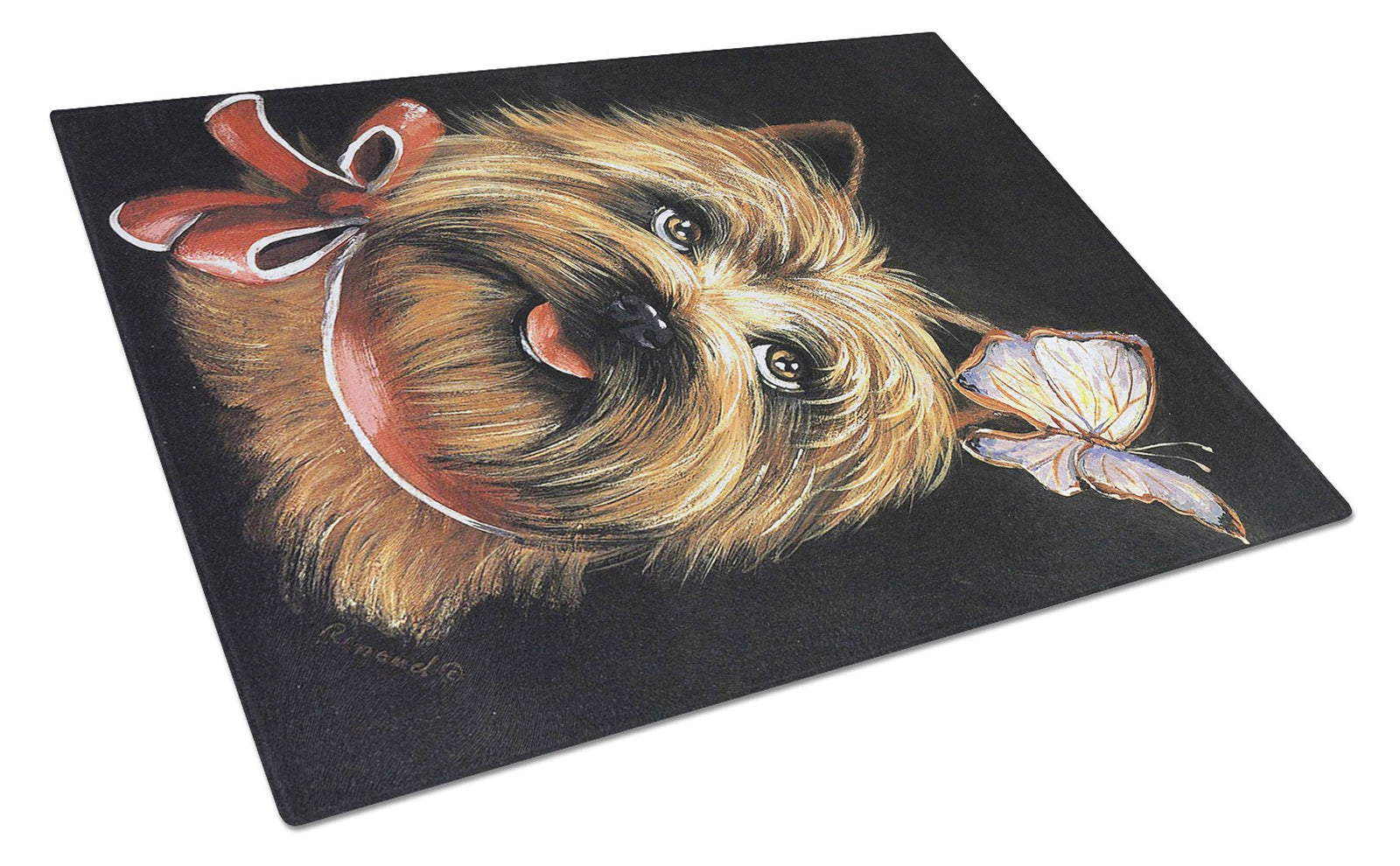 Cairn Terrier Butterfly Glass Cutting Board Large PPP3047LCB by Caroline's Treasures