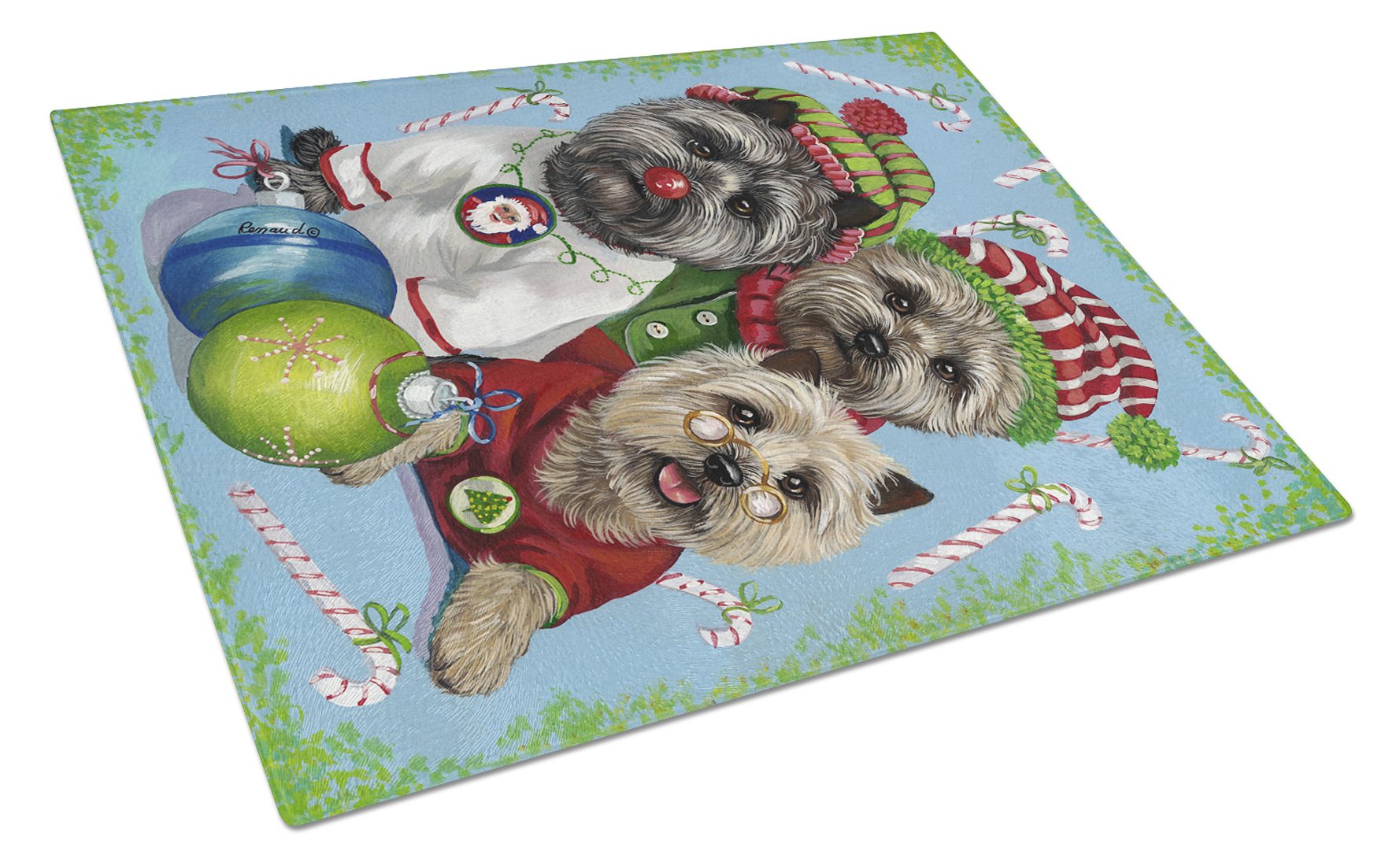 Cairn Terrier Christmas Elves Glass Cutting Board Large PPP3050LCB by Caroline's Treasures