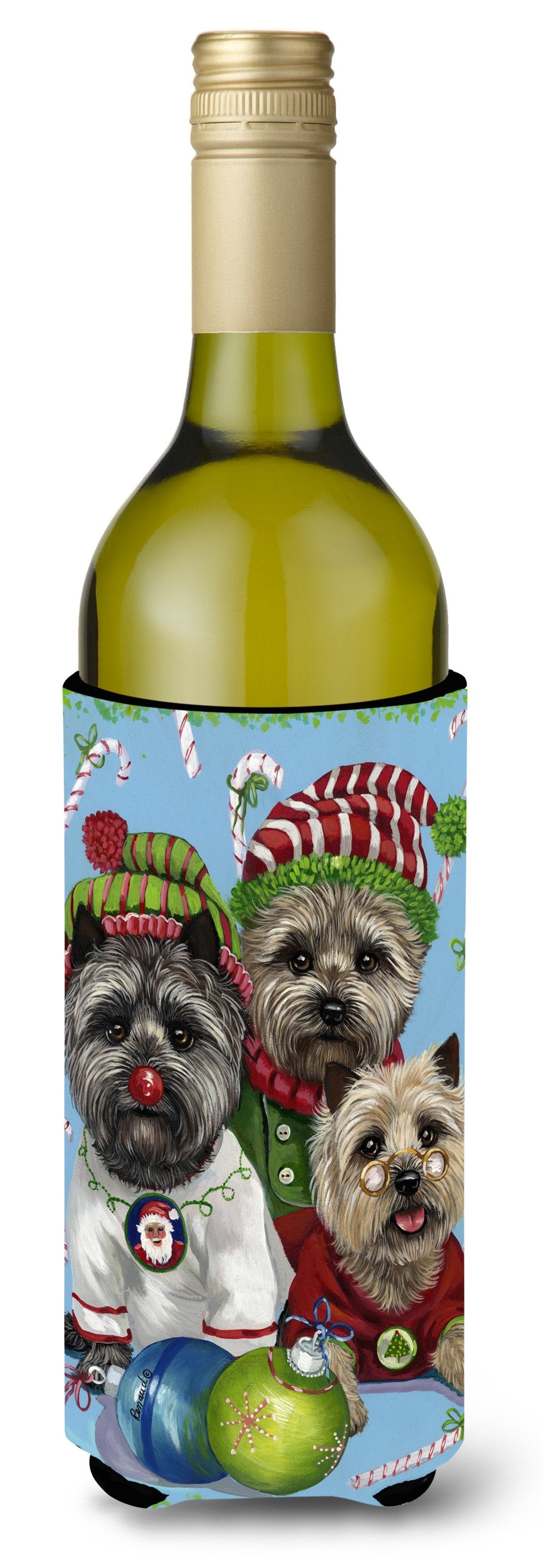 Cairn Terrier Christmas Elves Wine Bottle Hugger PPP3050LITERK by Caroline's Treasures