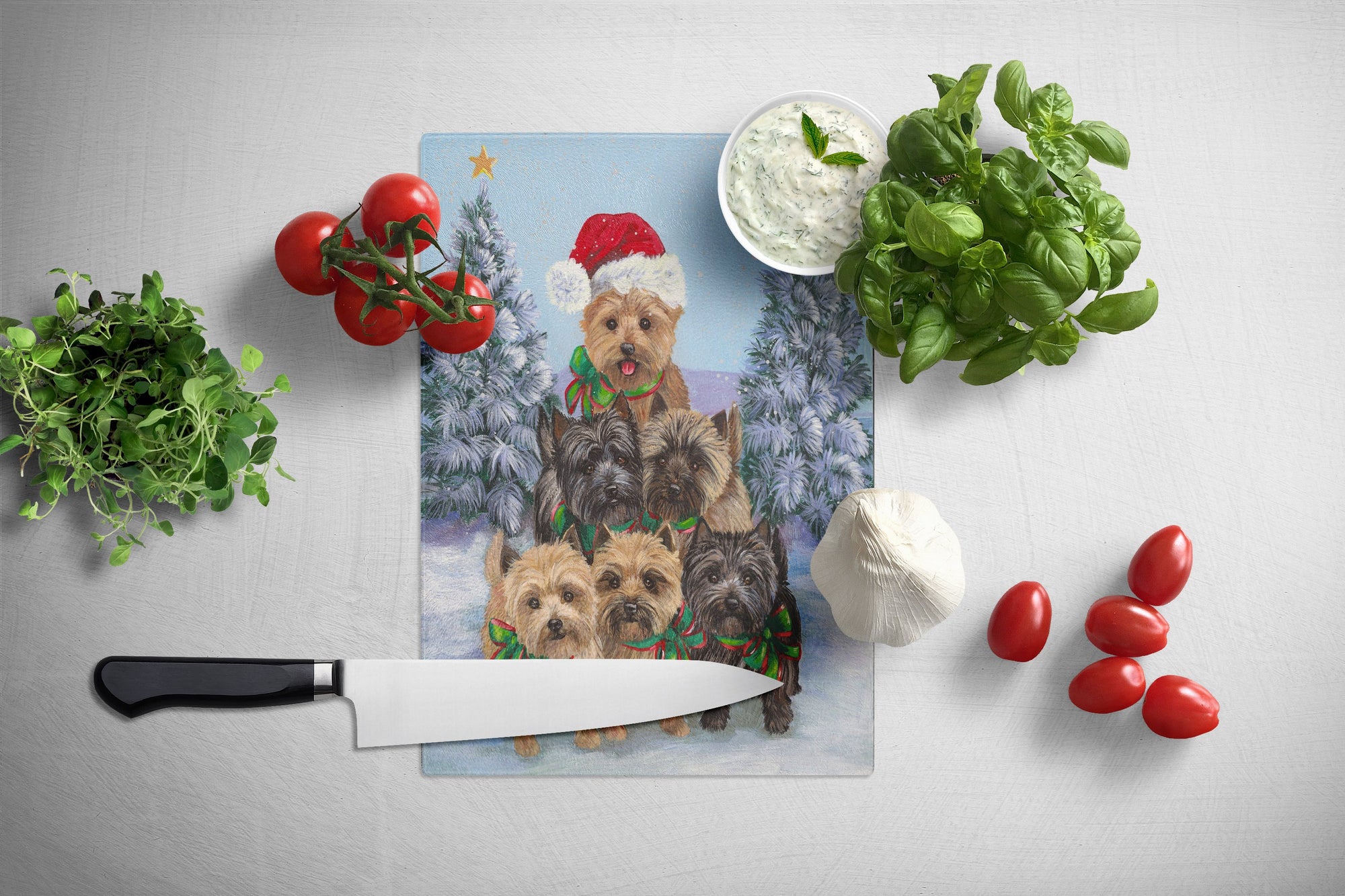 Cairn Terrier Christmas Family Tree Glass Cutting Board Large PPP3051LCB by Caroline's Treasures