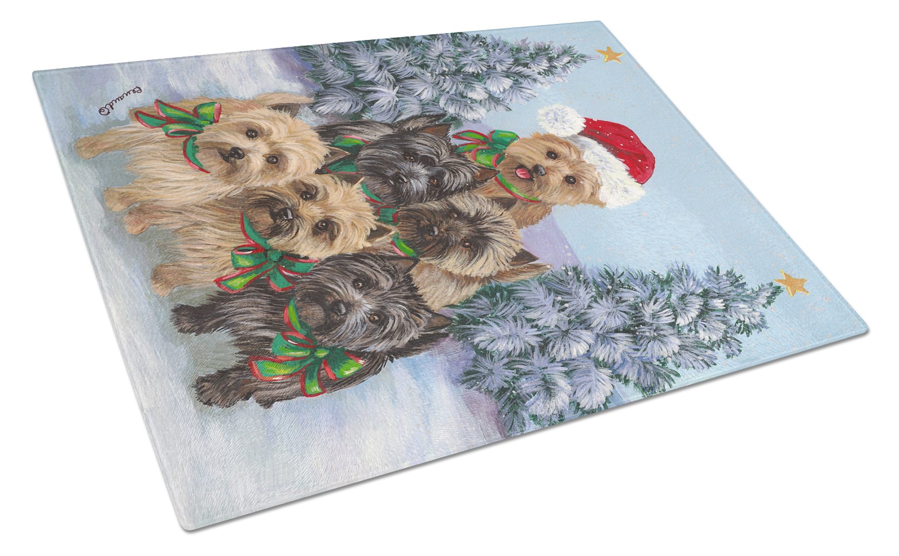 Cairn Terrier Christmas Family Tree Glass Cutting Board Large PPP3051LCB by Caroline's Treasures