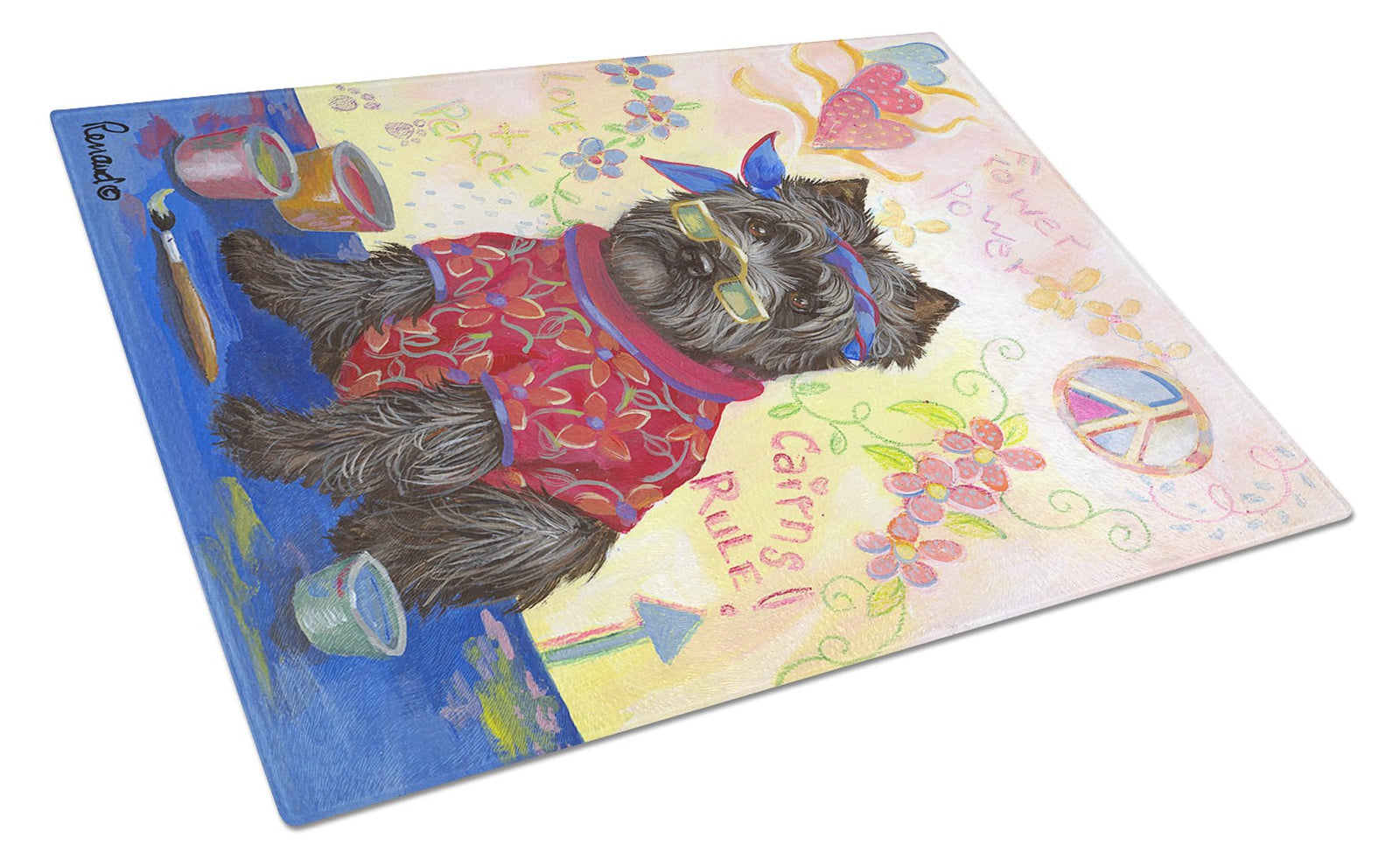 Cairn Terrier Hippie Dippie Glass Cutting Board Large PPP3053LCB by Caroline's Treasures