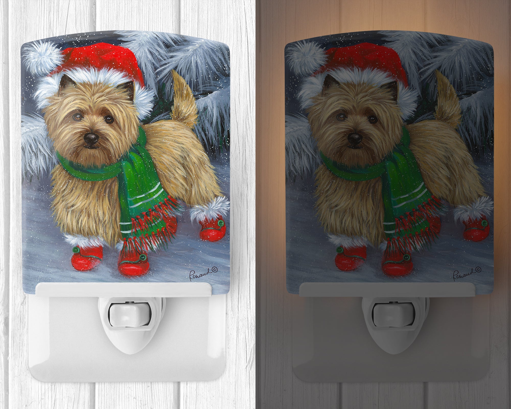 Cairn Terrier Christmas Red Boots Ceramic Night Light PPP3058CNL - the-store.com