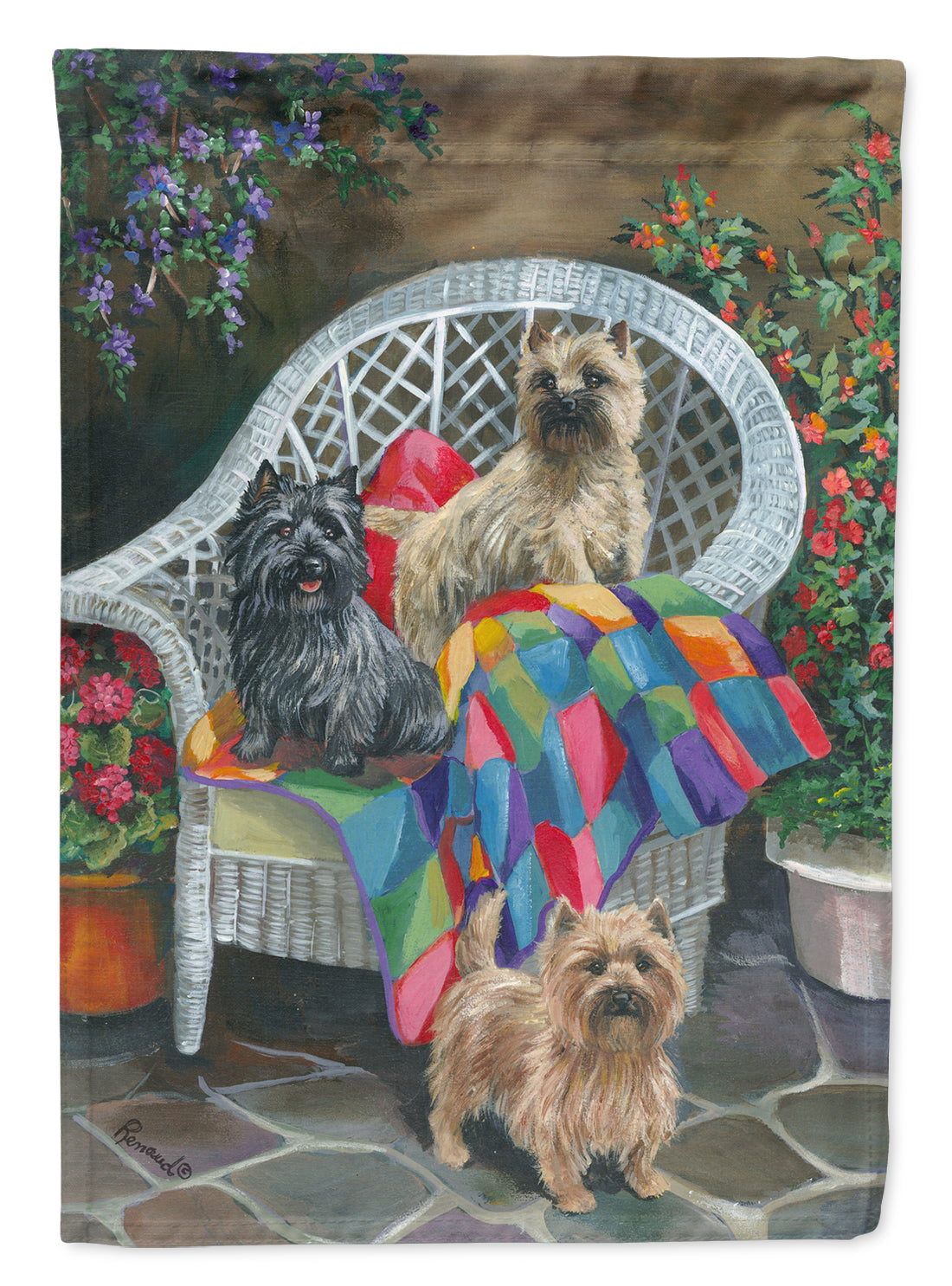 Cairn Terrier Trio Flag Canvas House Size PPP3059CHF